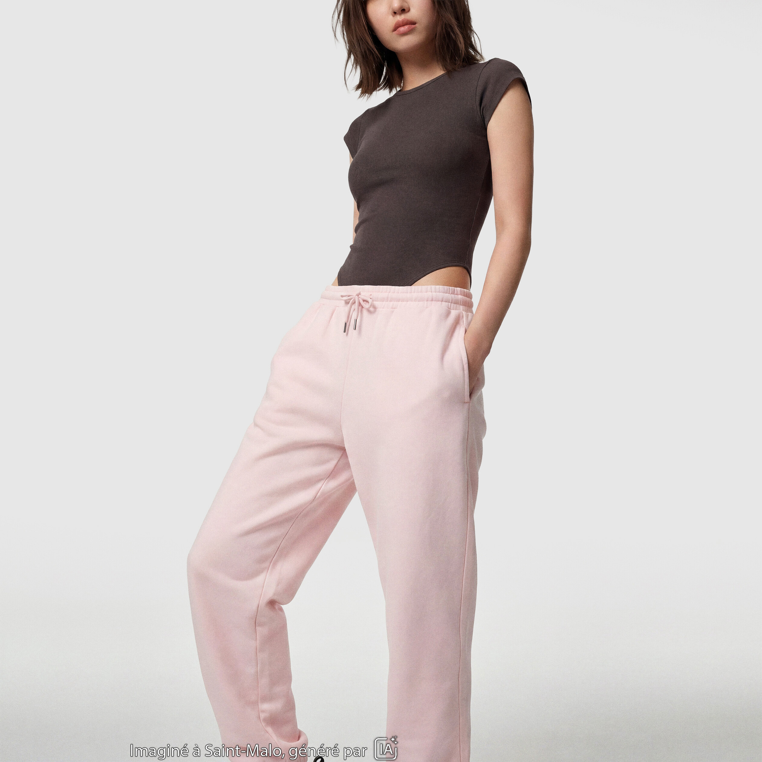 Jogging bas resserr&eacute; taille standard rose clair