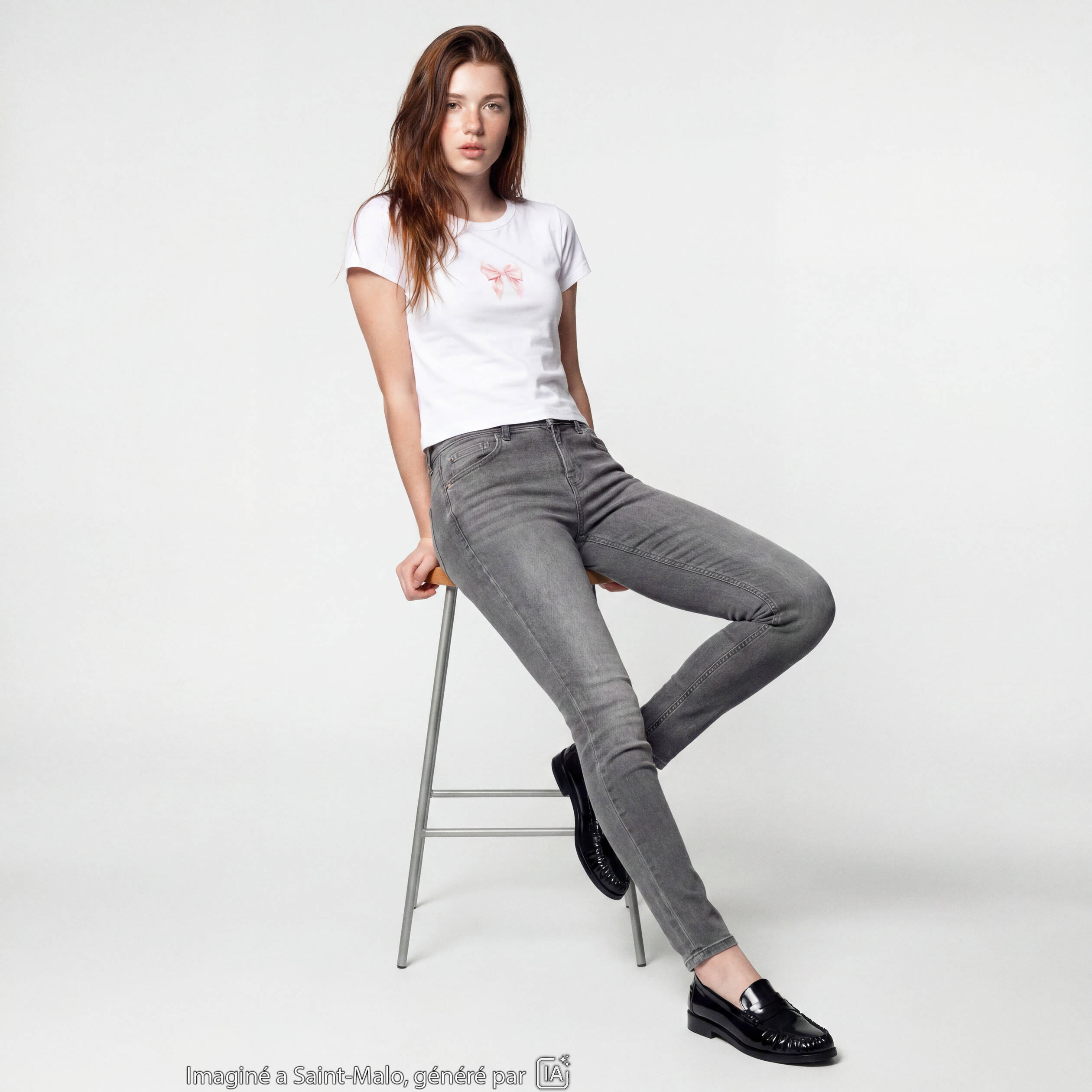Jean skinny taille standard denim gris ado