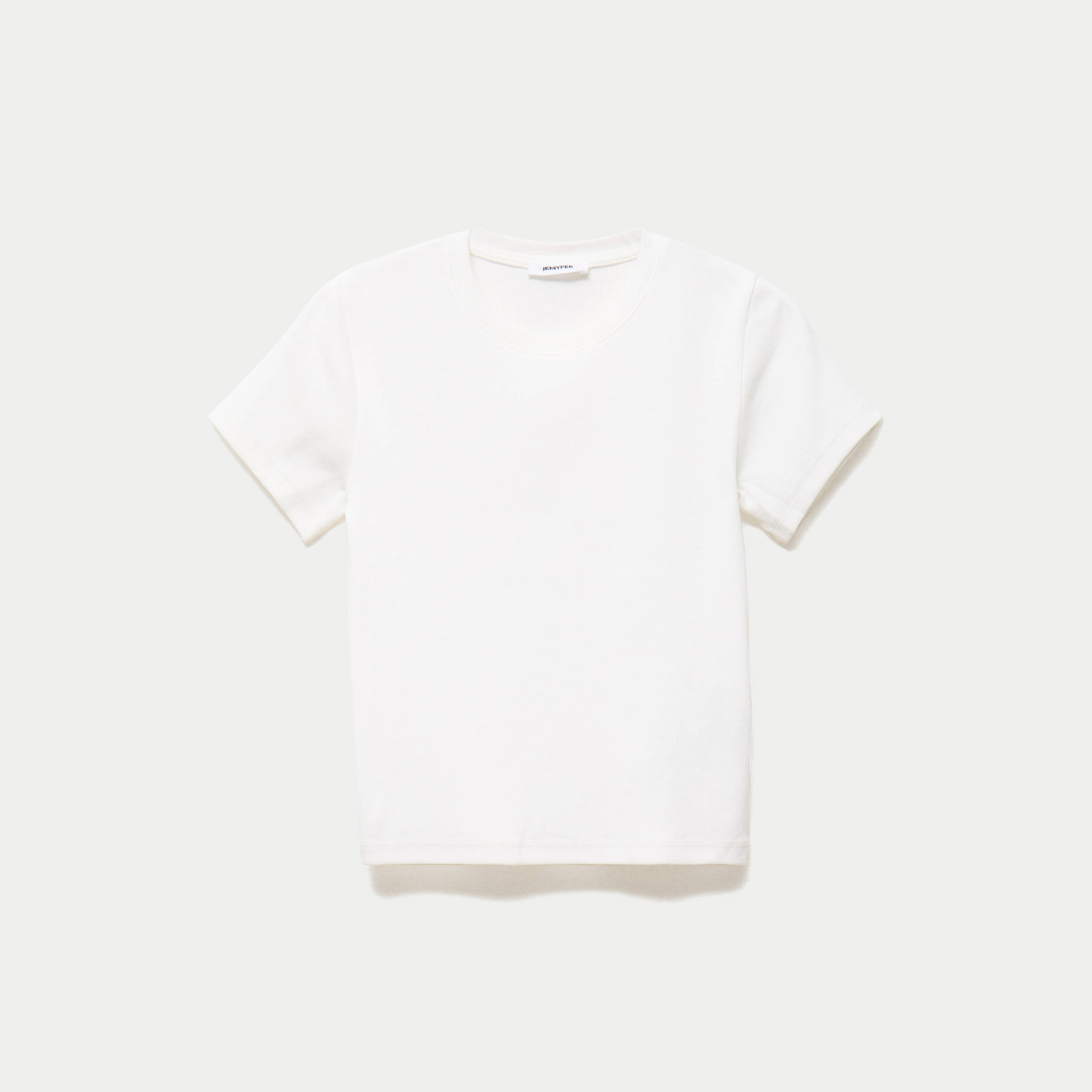 T-shirt ajust&eacute; col rond manches courtes blanc