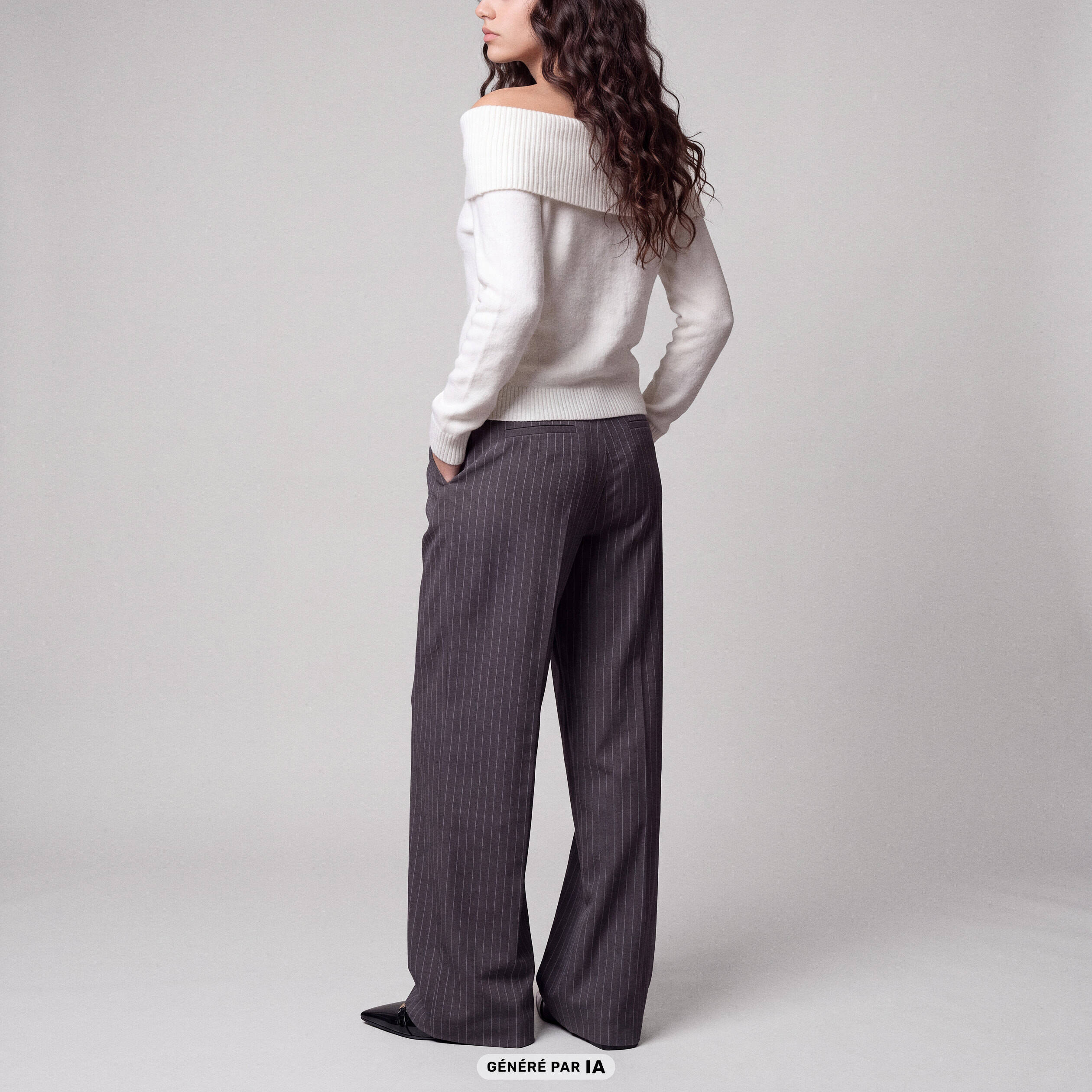 Pantalon coupe large taille standard gris anthracite