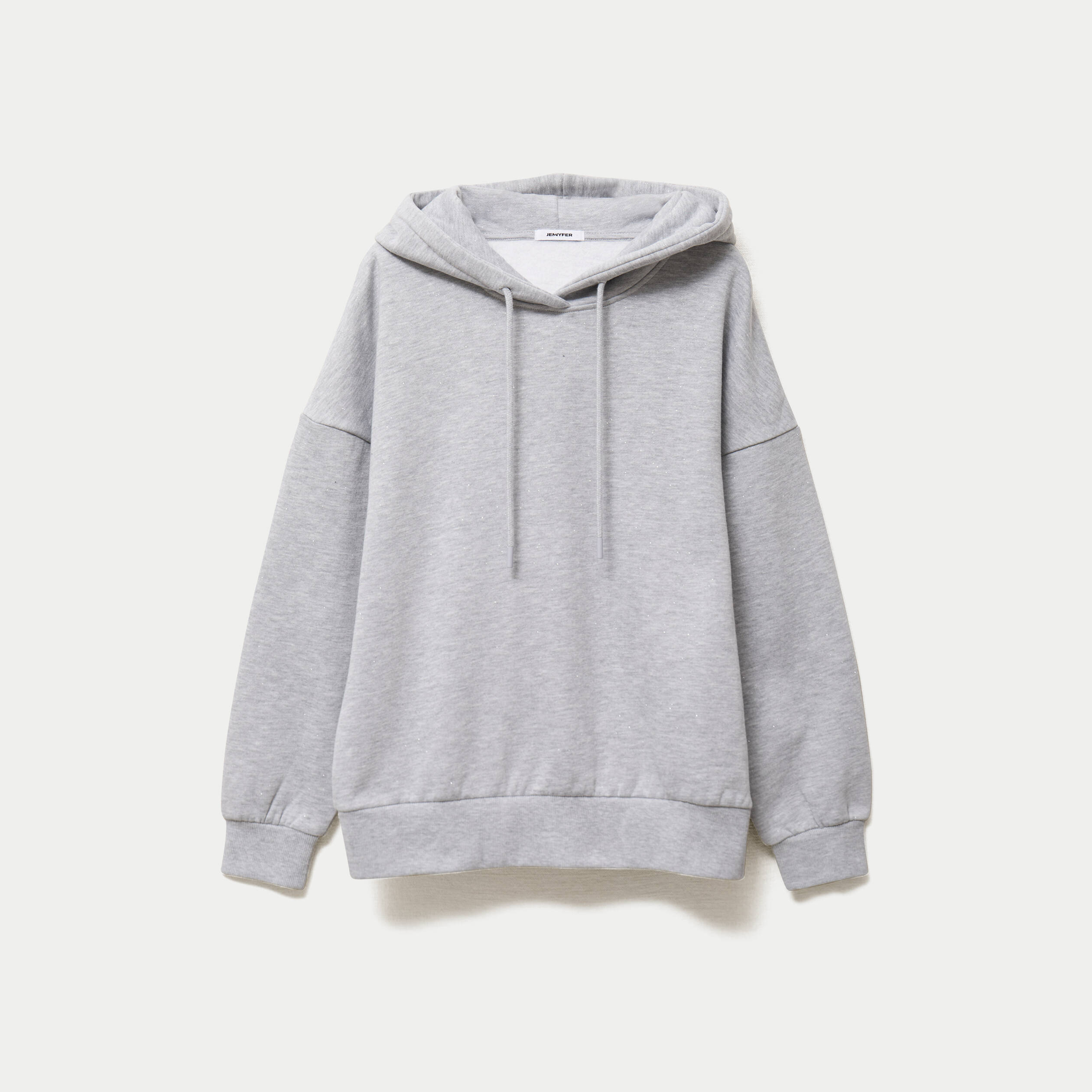 Sweat boyfriend brillant &agrave; capuche gris clair