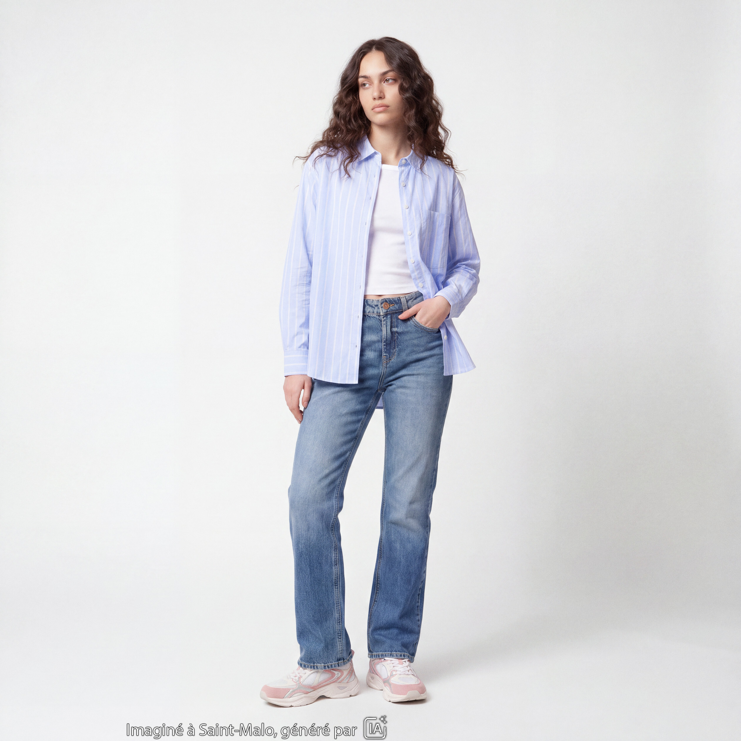 Jean Sam regular taille standard denim double stone