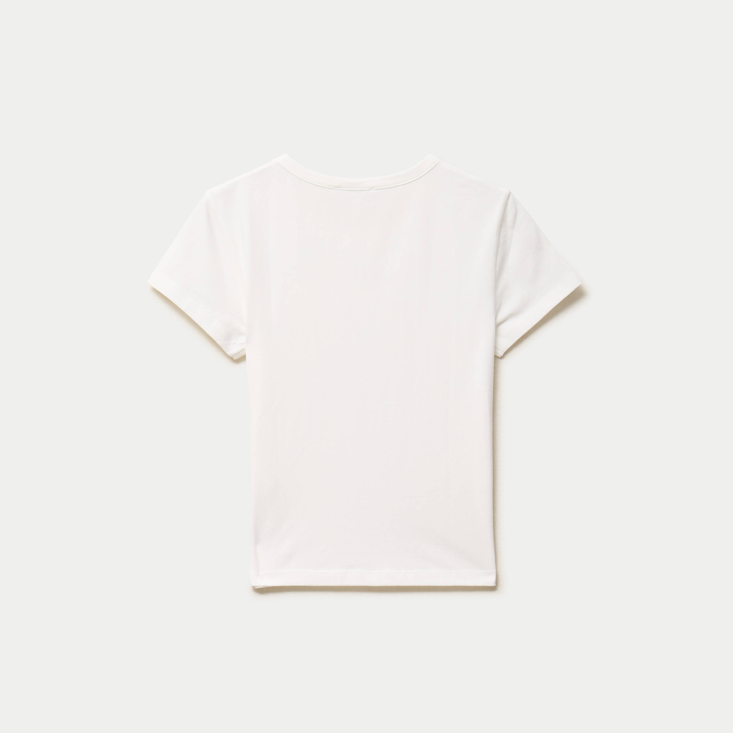 T-shirt ajust&eacute; col rond manches courtes ecru