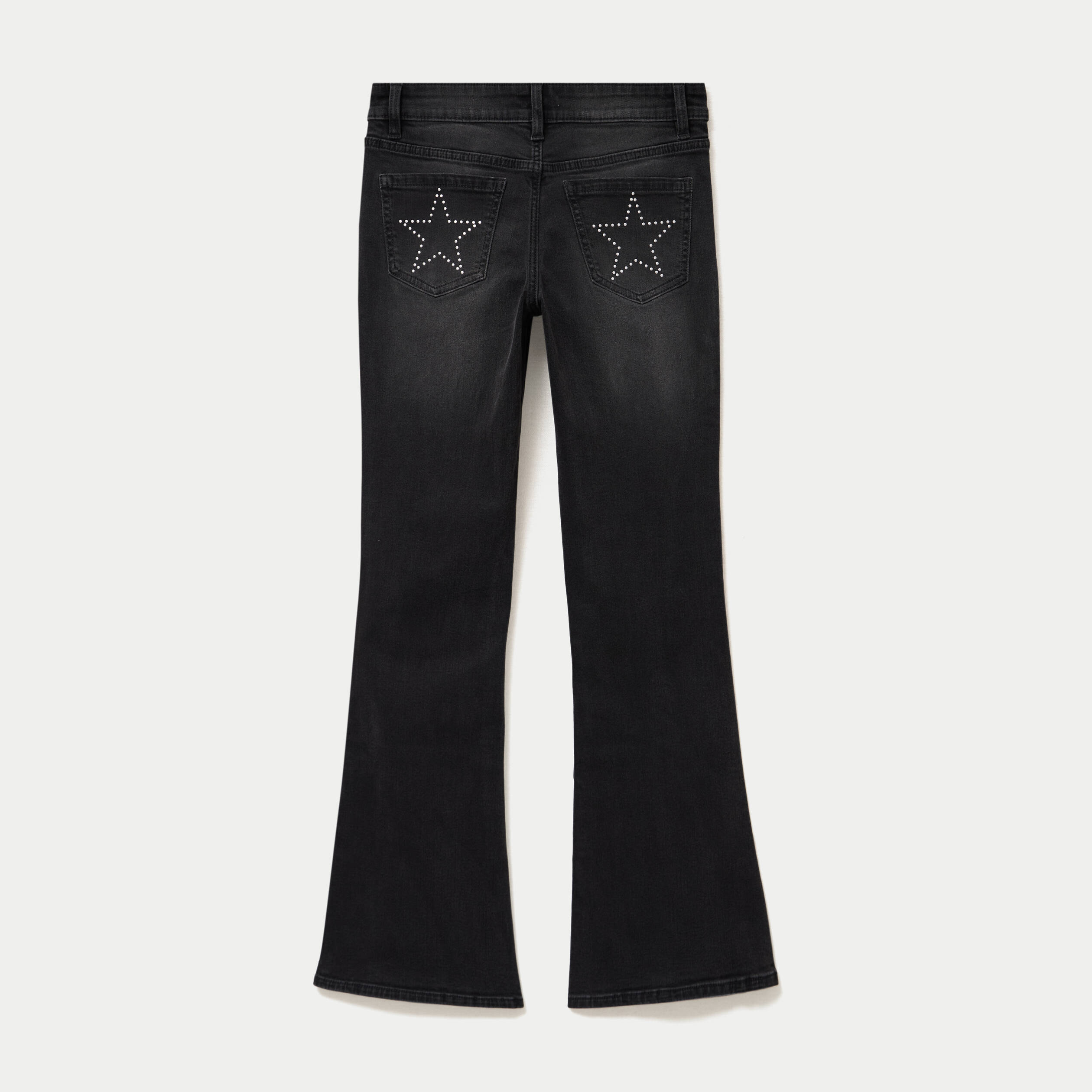 Jean bootcut taille basse denim noir ado