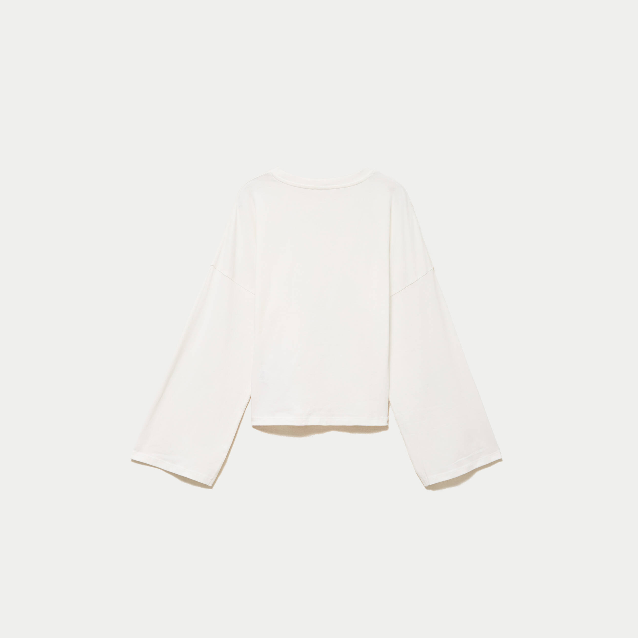 T-shirt cropped bas resserr&eacute; ecru