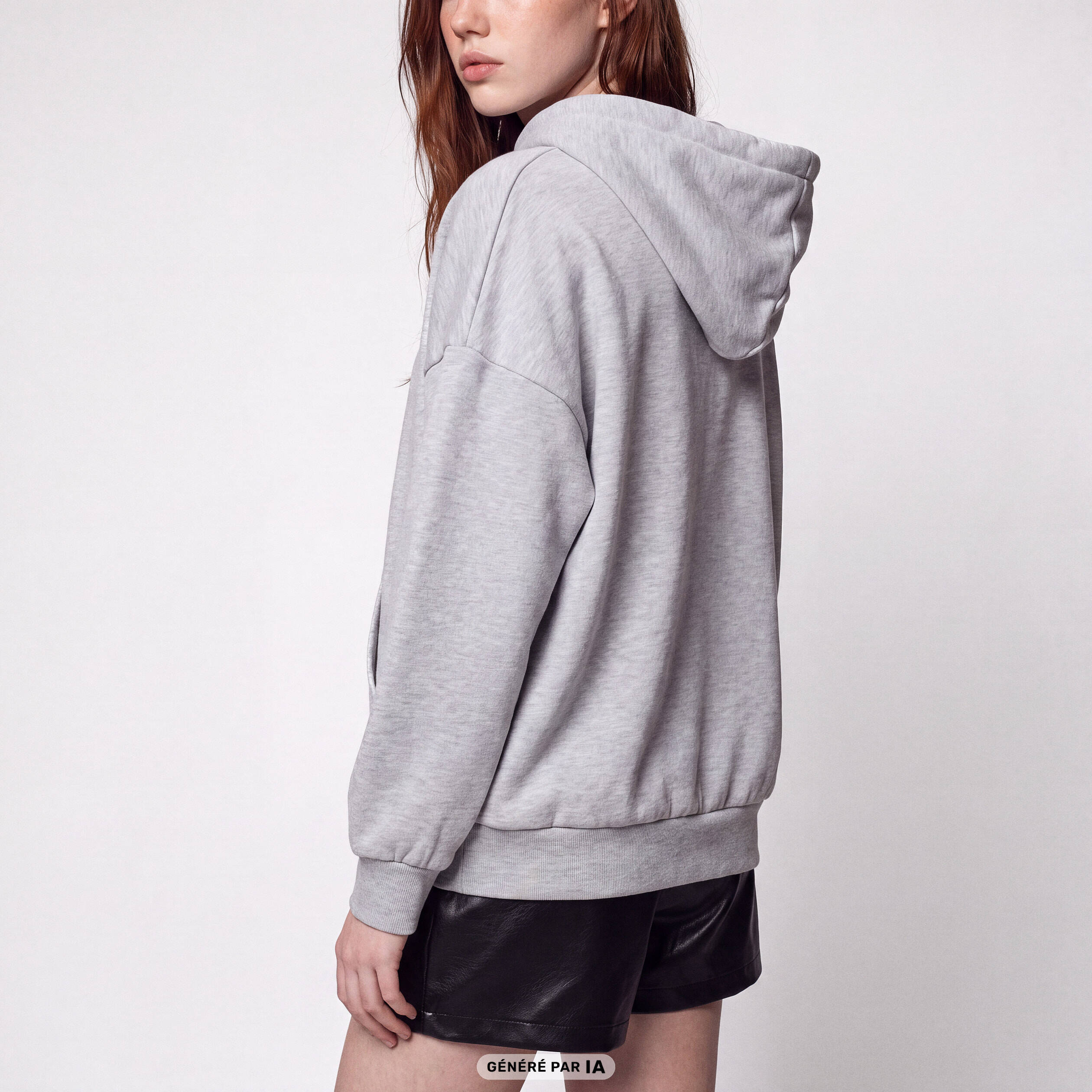 Sweat boyfriend brillant &agrave; capuche gris clair