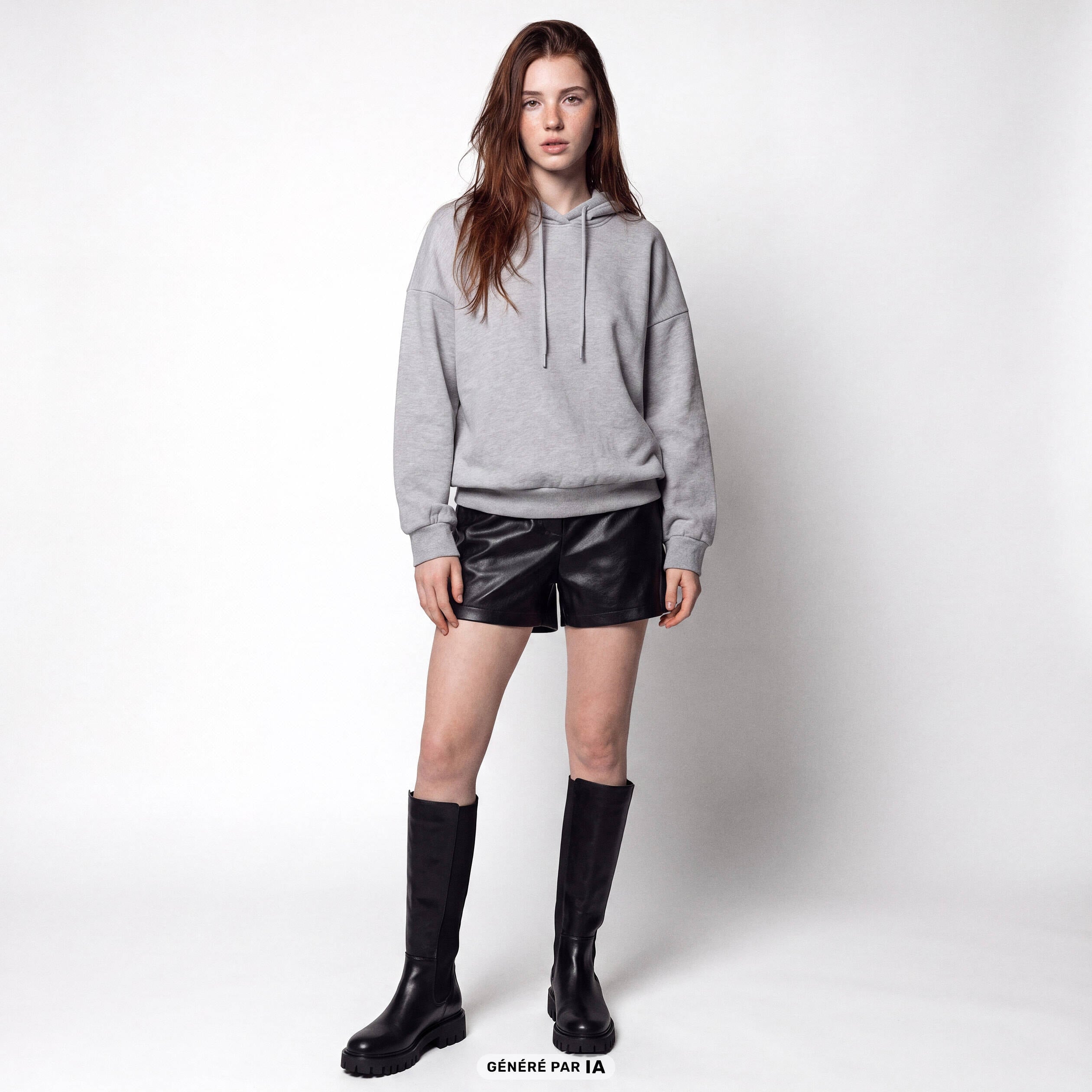 Sweat boyfriend brillant &agrave; capuche gris clair
