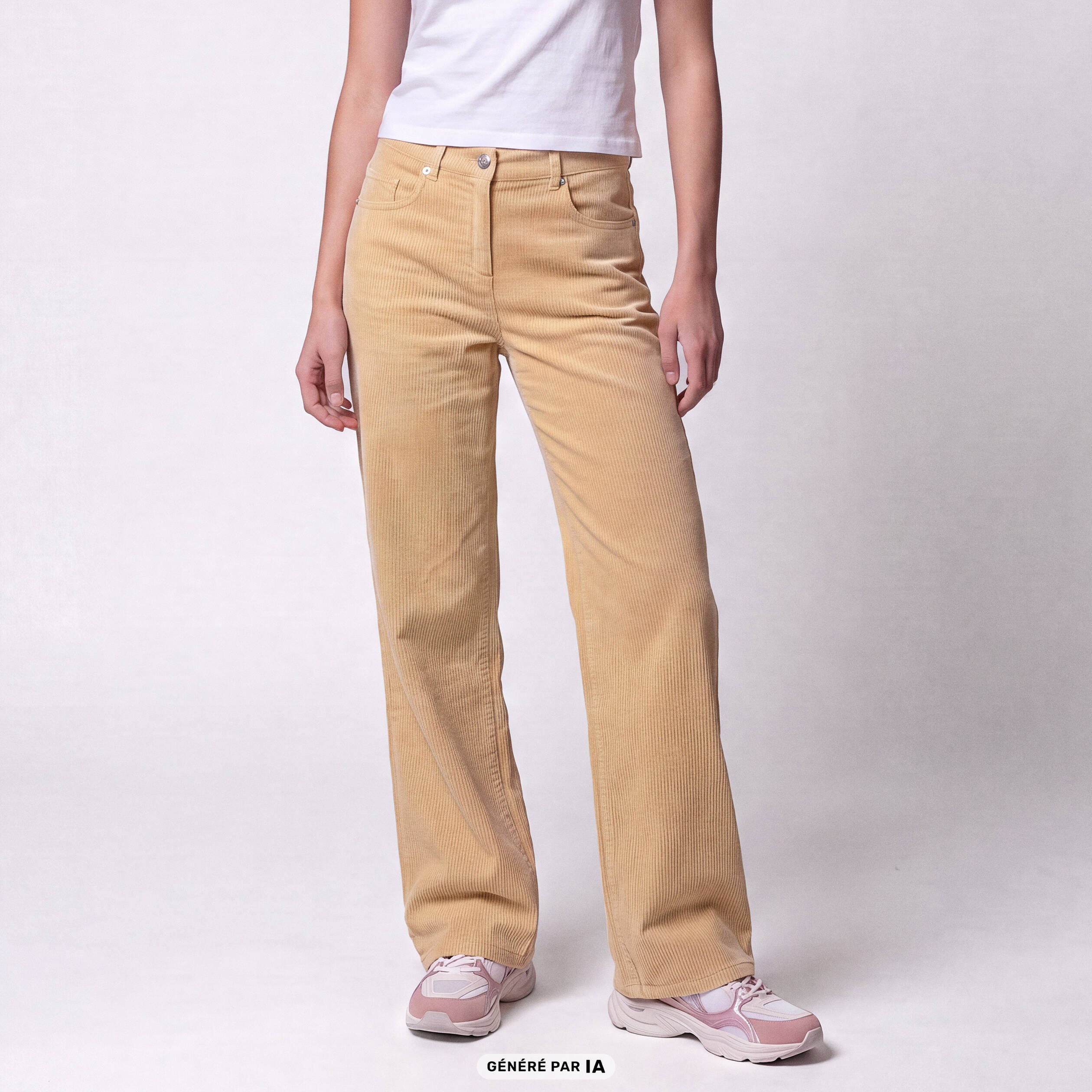 Pantalon bootcut en velours jaune pastel
