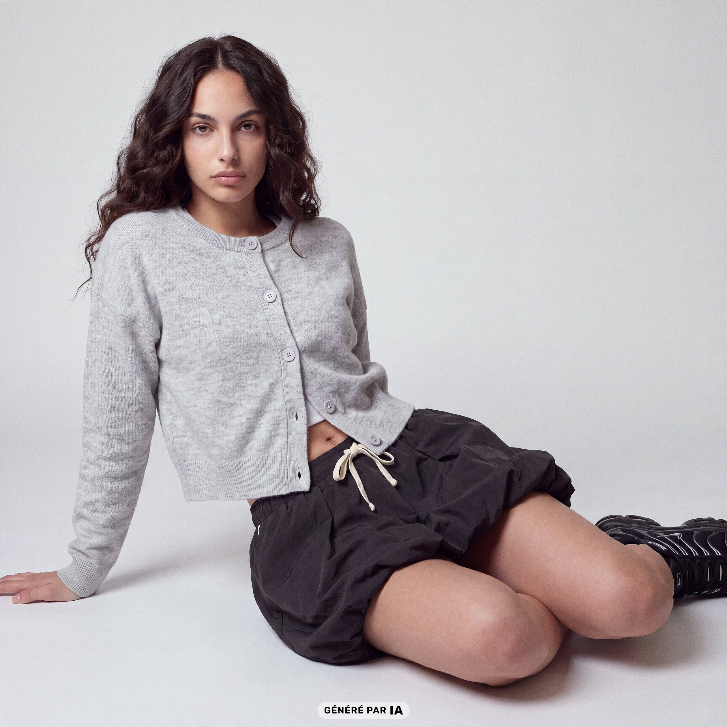 Gilet ajust&eacute; cropped manches longues blanc