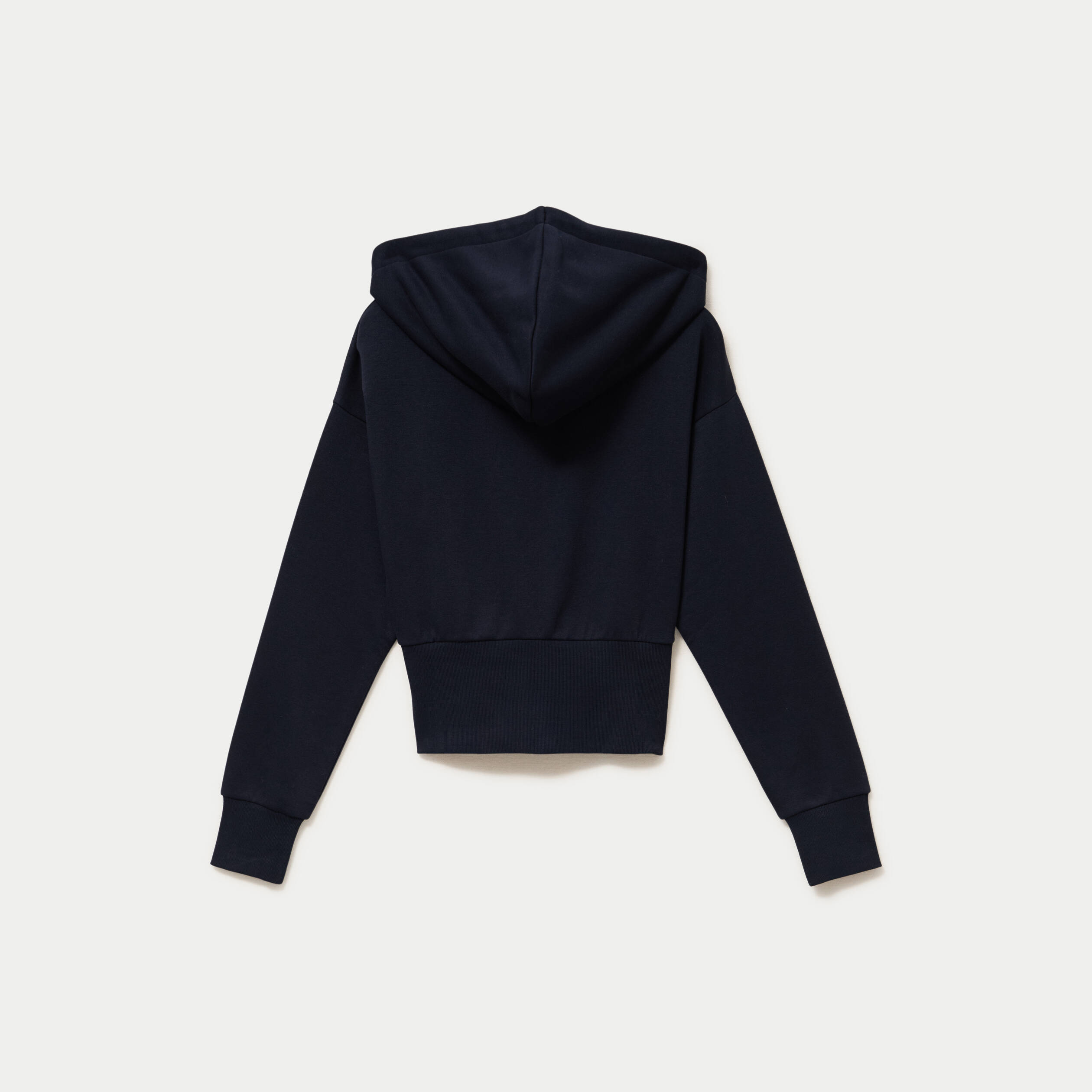 Sweat ajust&eacute; cropped &agrave; capuche bleu marine