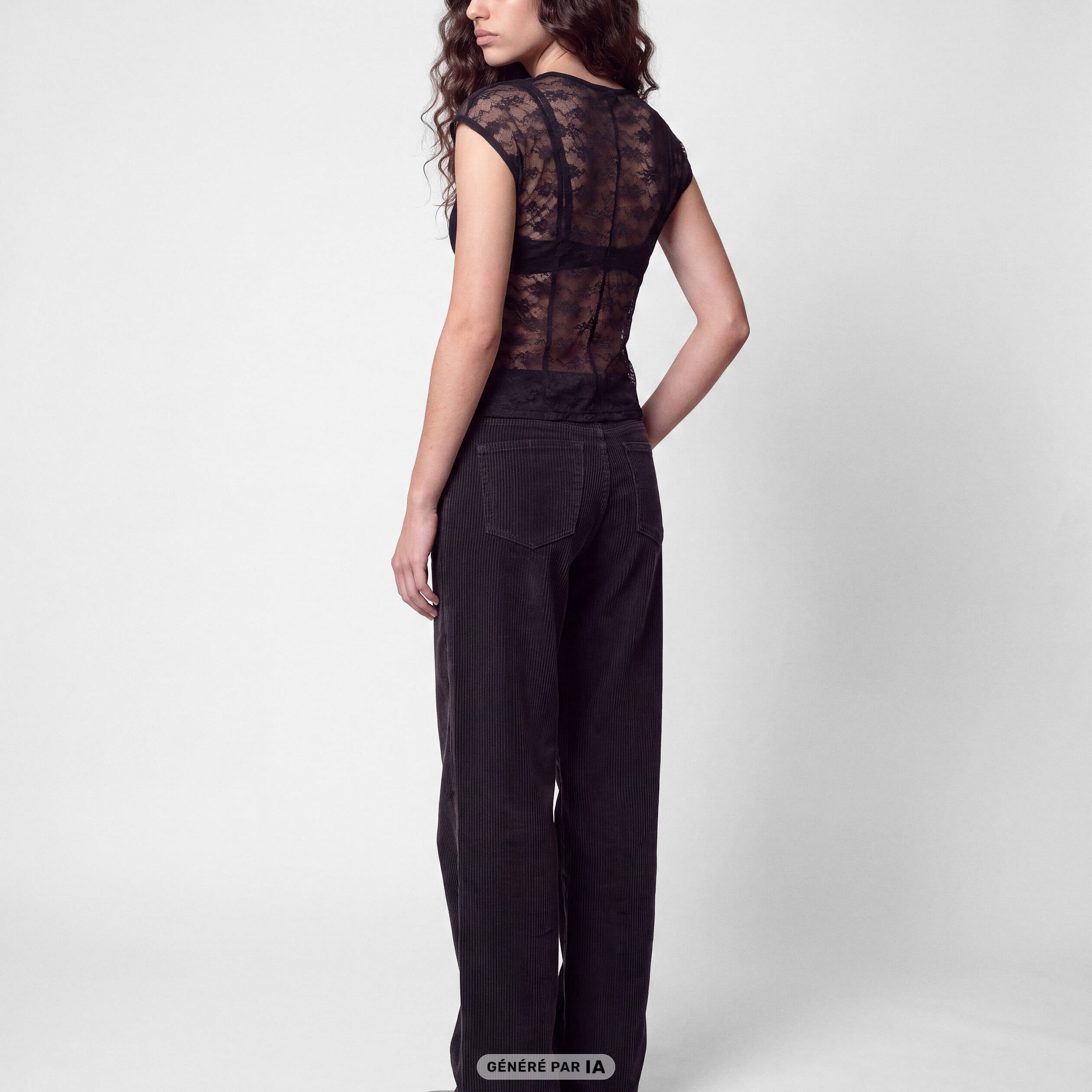 Pantalon bootcut en velours gris