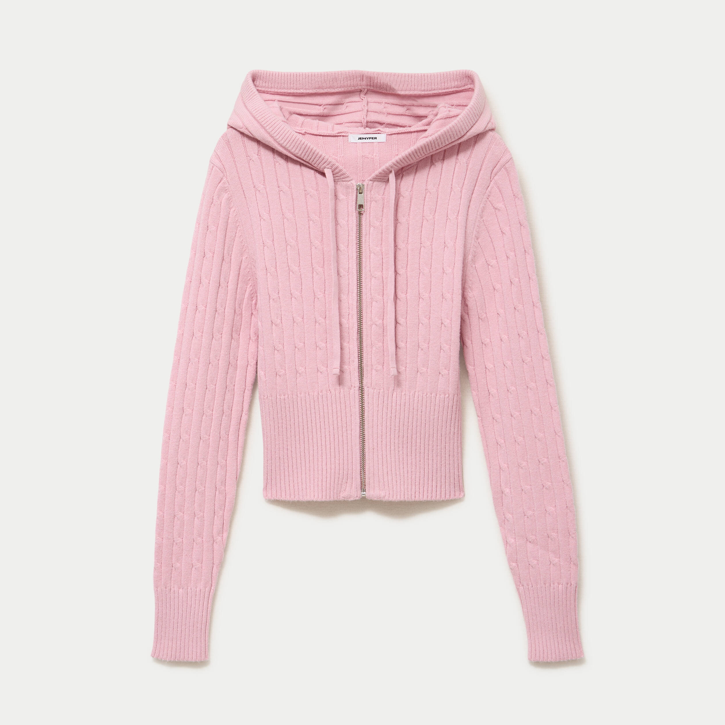 Gilet &agrave; capuche manches longues rose