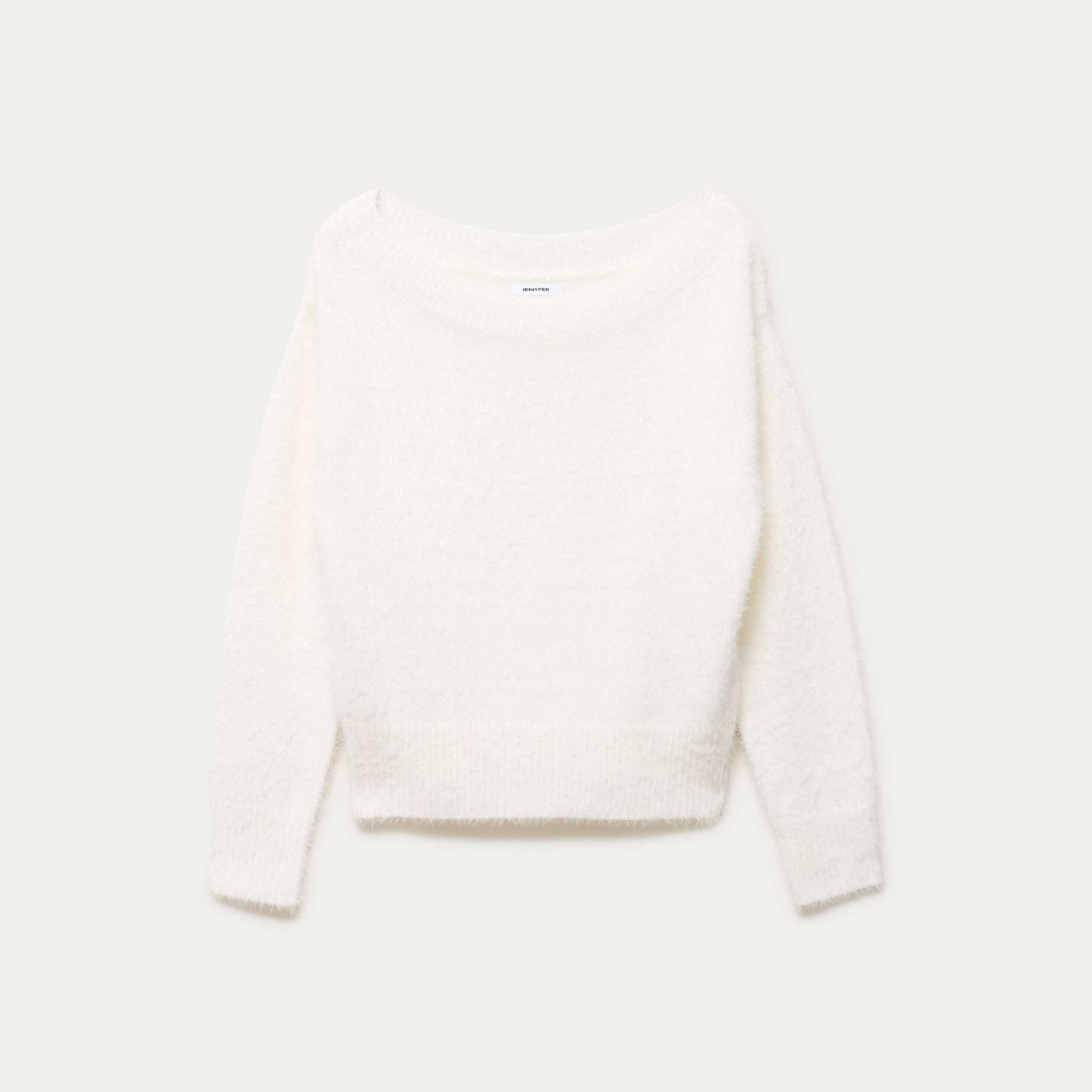 Pull ajust&eacute; manches longues col bateau ecru