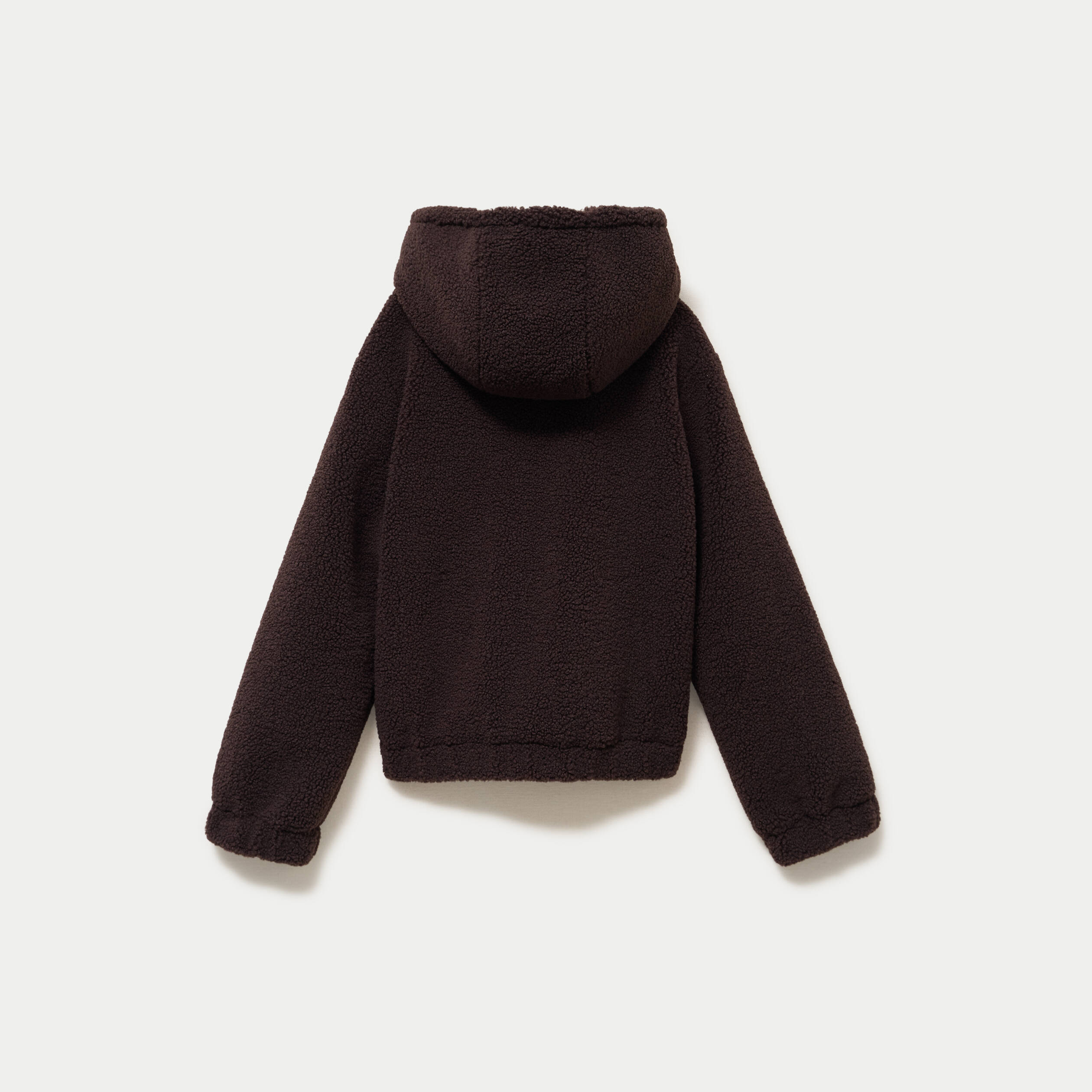 Blouson court droit effet polaire marron fonc&eacute;