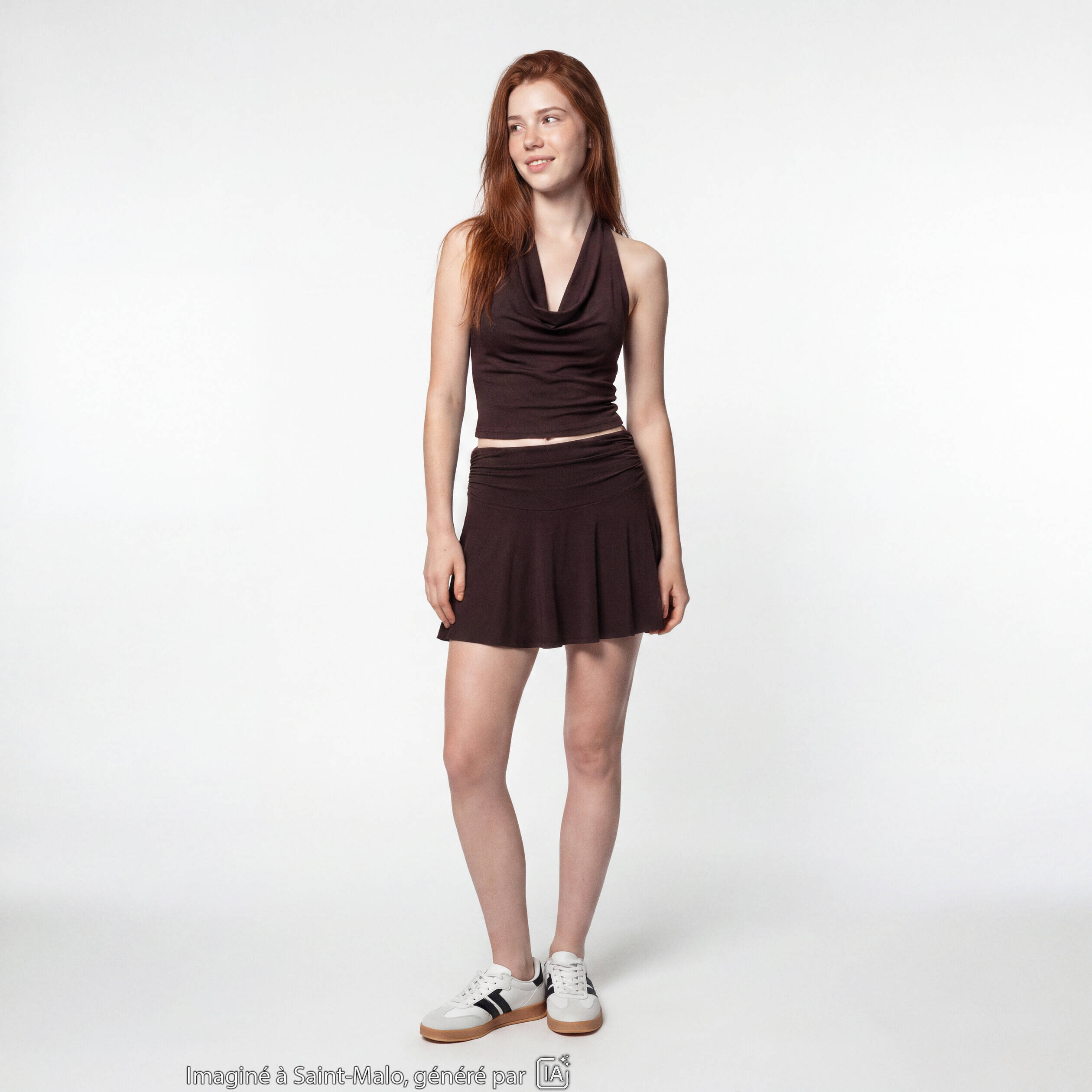 Jupe marron fonc&eacute;