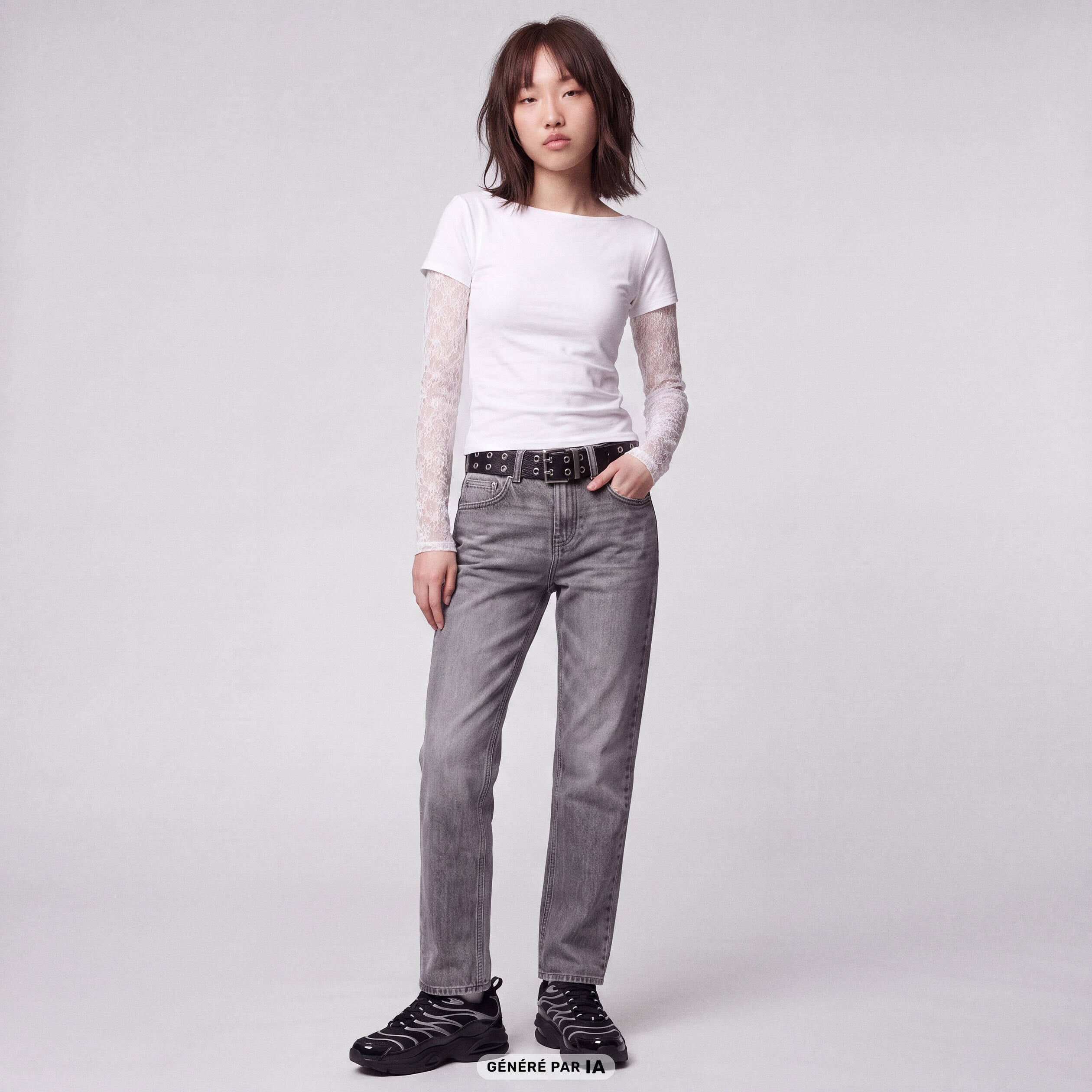 Jean Sam regular taille standard denim gris