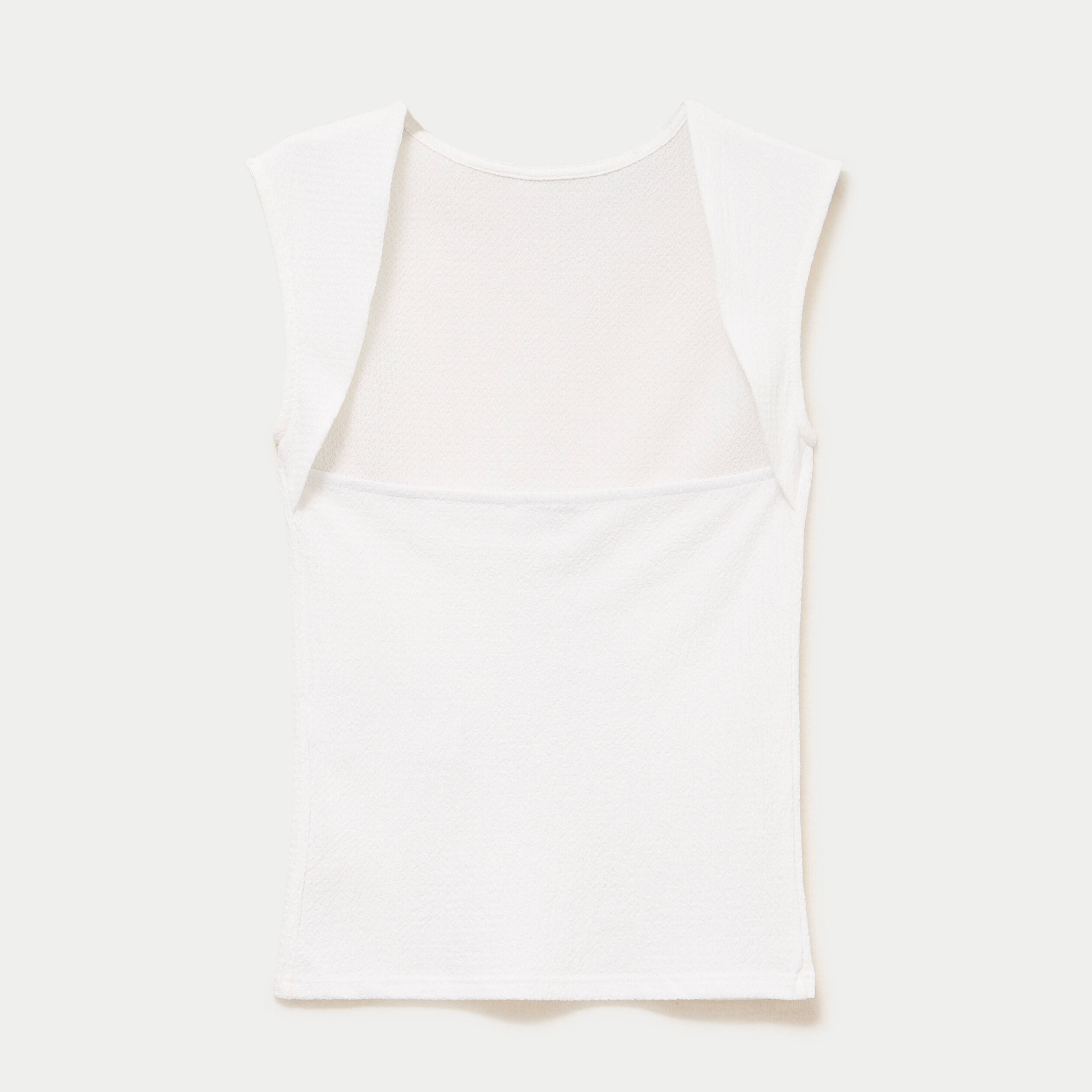 T-shirt ajust&eacute; court d&eacute;collet&eacute; dos ecru ado