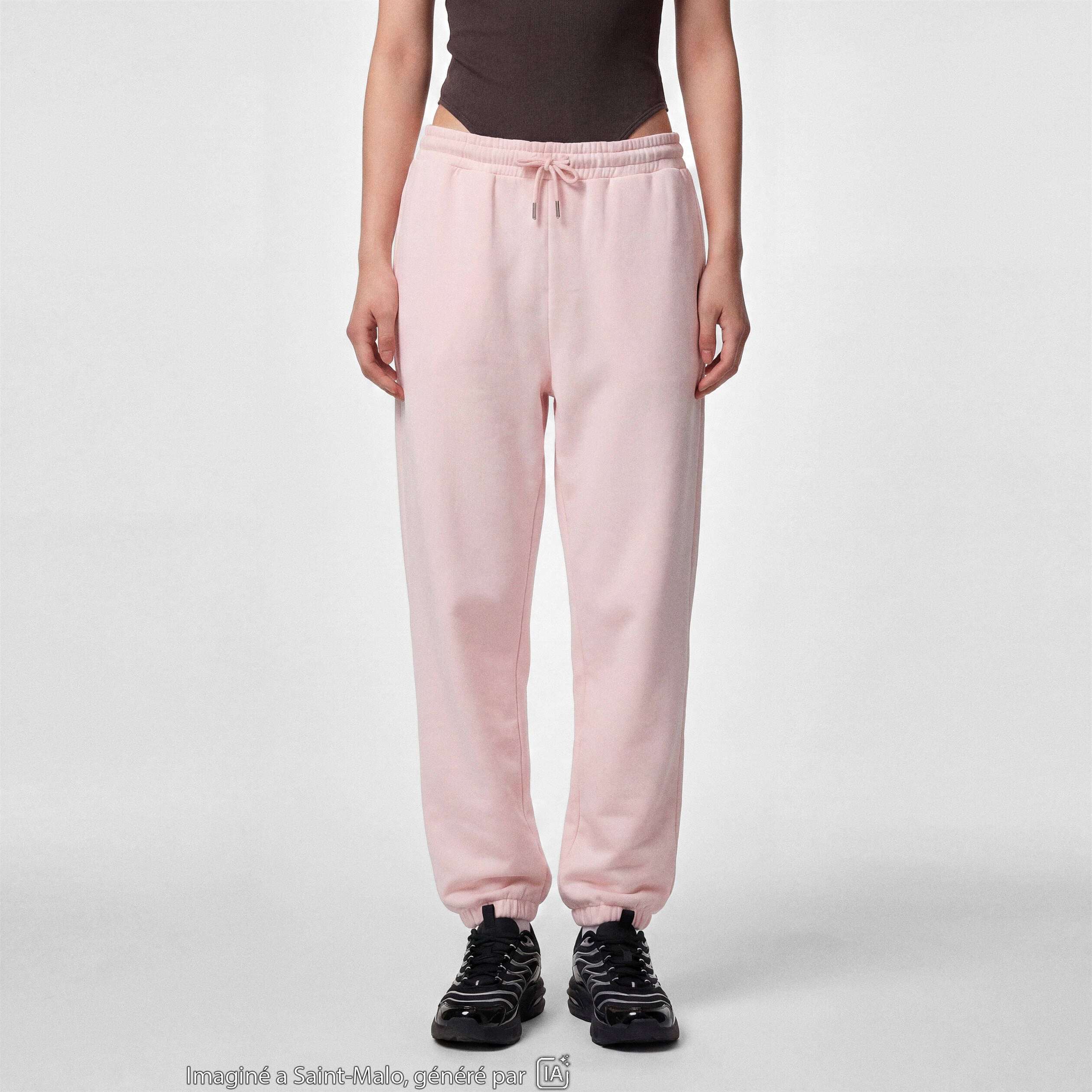 Jogging bas resserr&eacute; taille standard rose clair ado