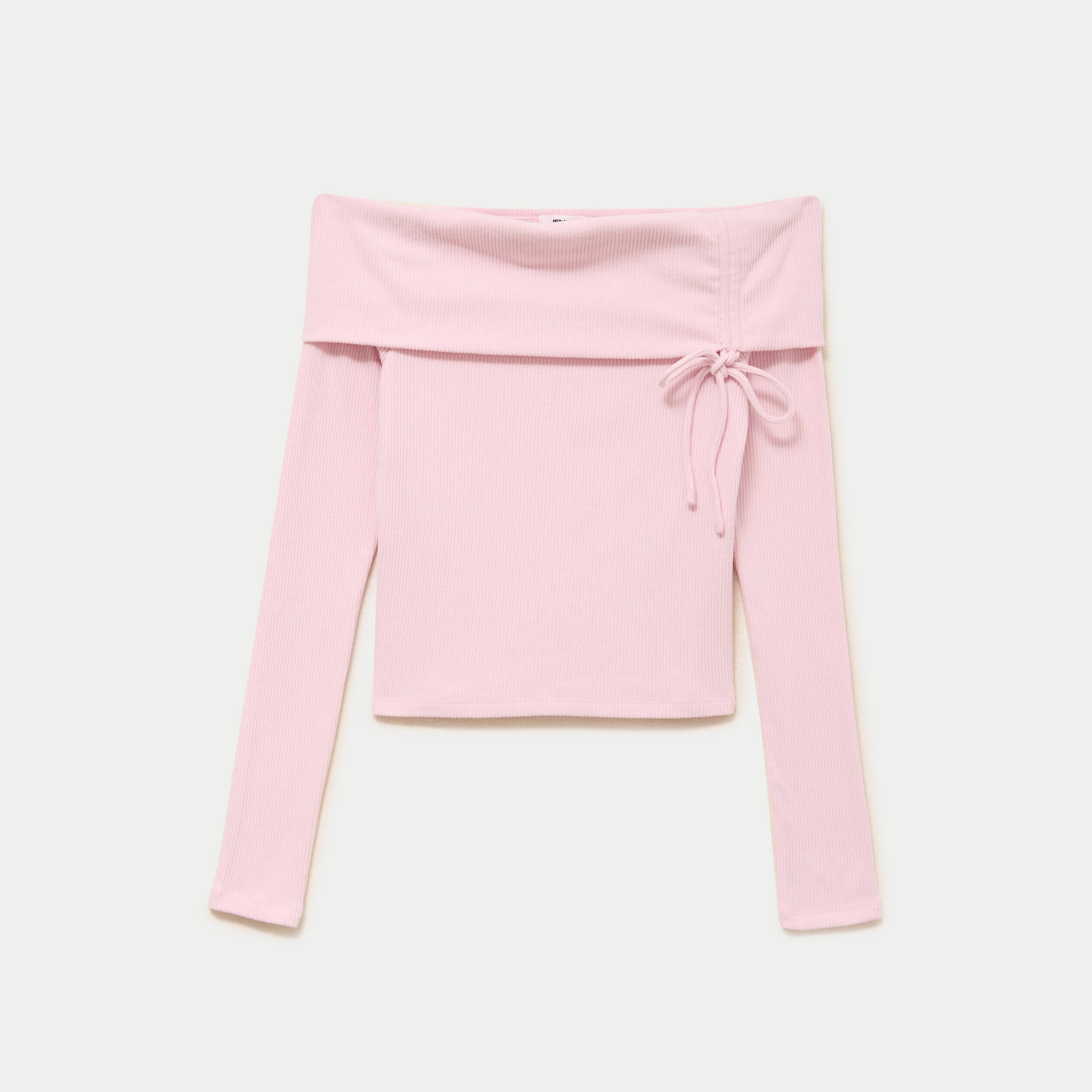 Top ajust&eacute; cropped manches longues rose clair