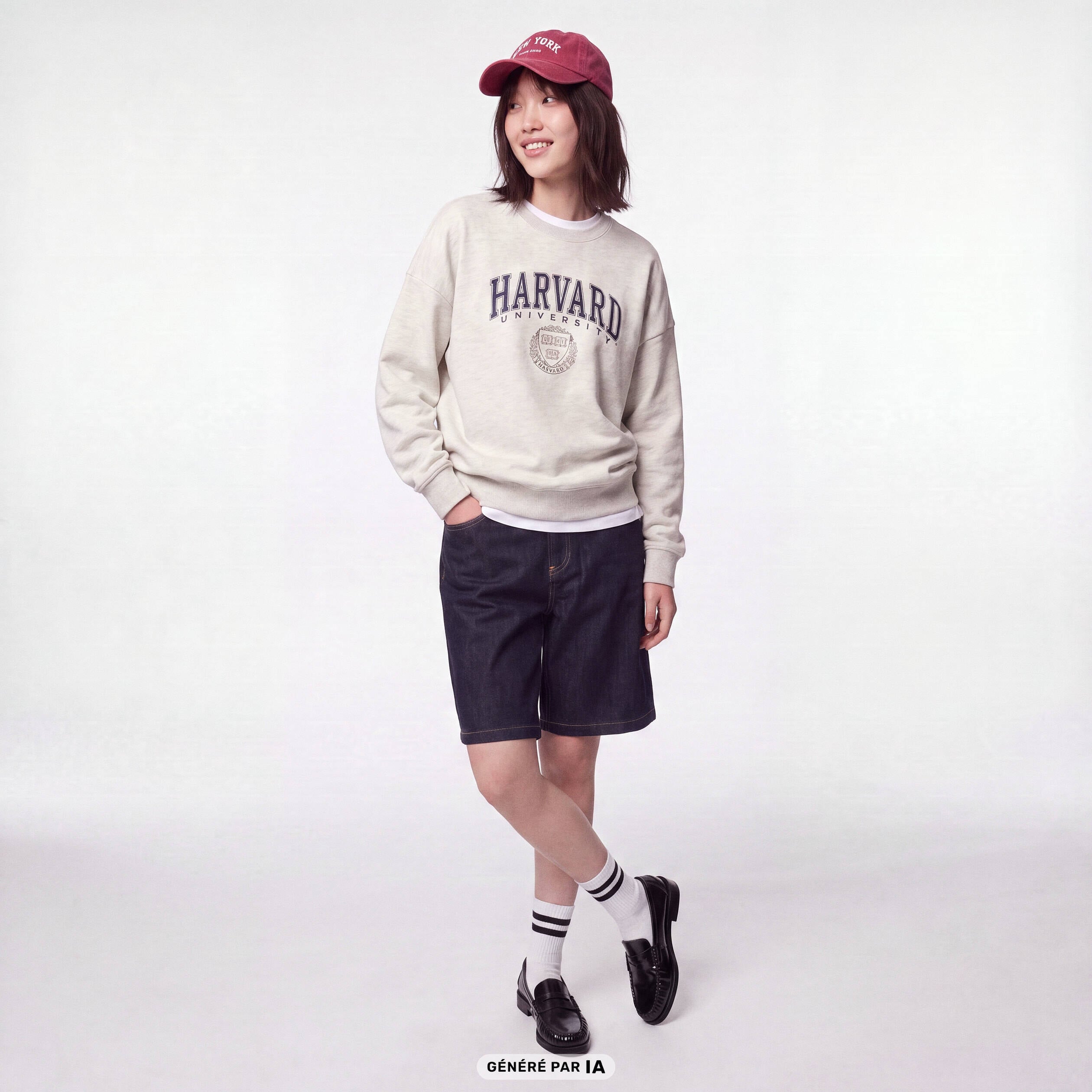 Sweat col rond manches longues blanc