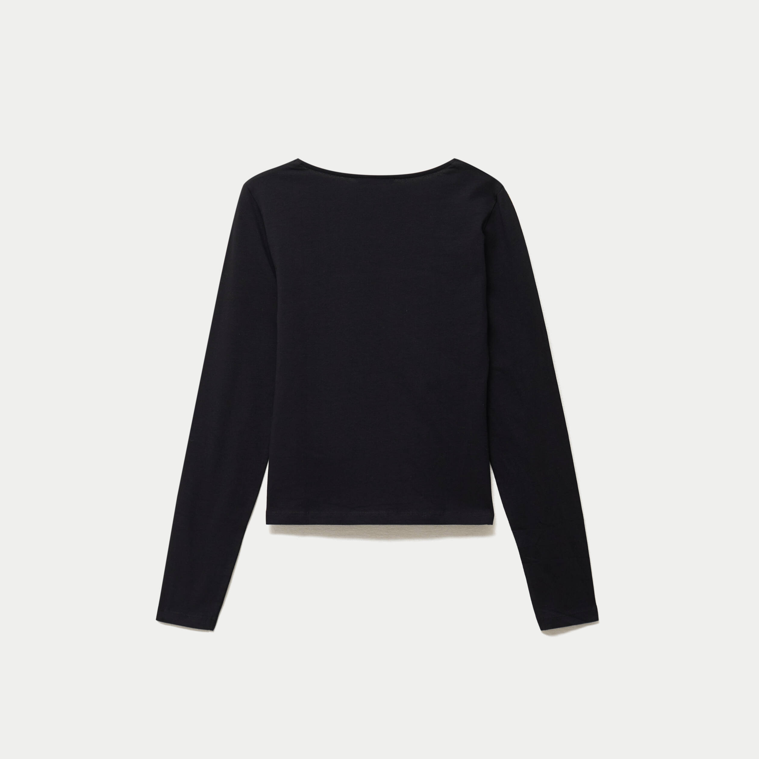 T-shirt ajust&eacute; d&eacute;collet&eacute; manches longues noir