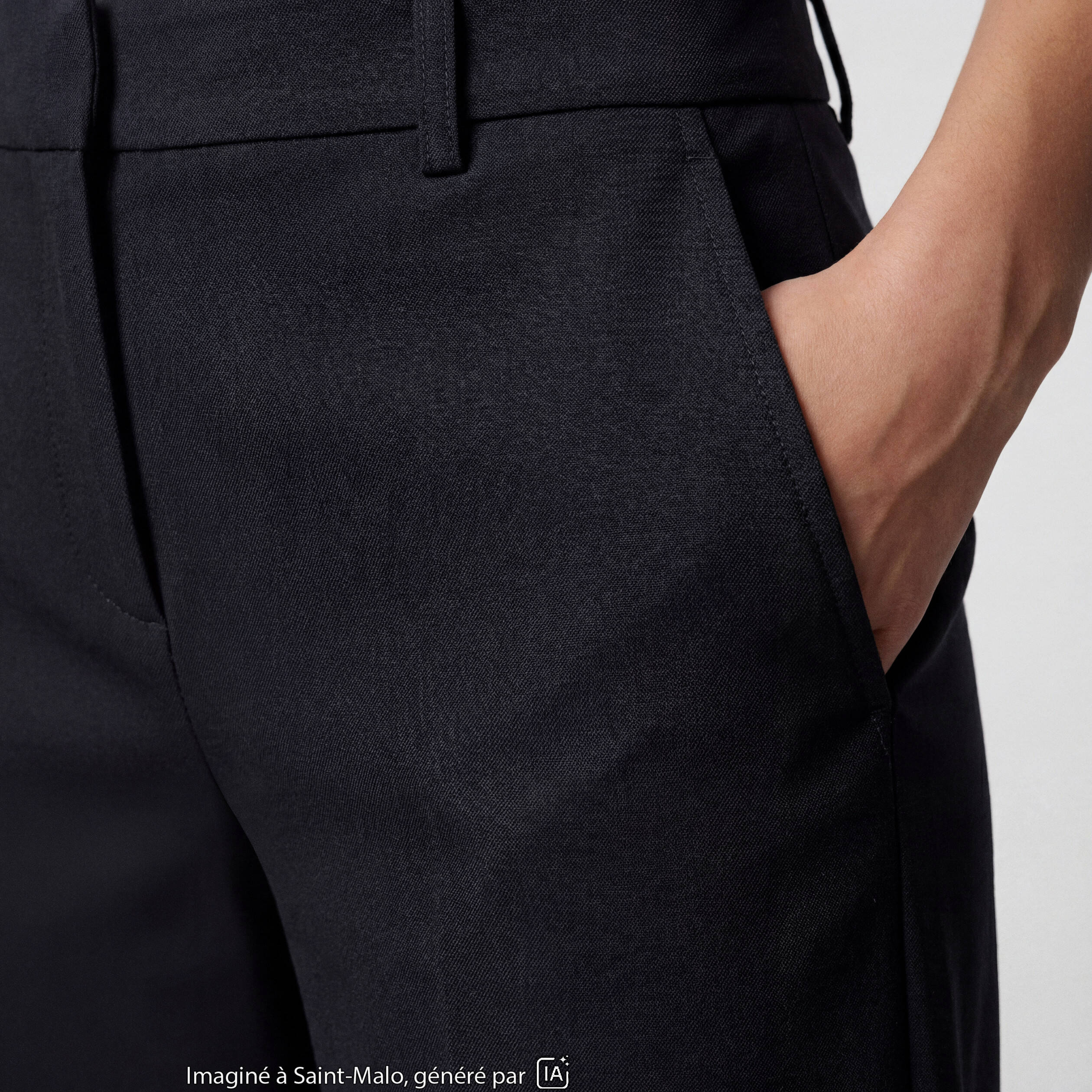 Pantalon coupe large taille basse noir