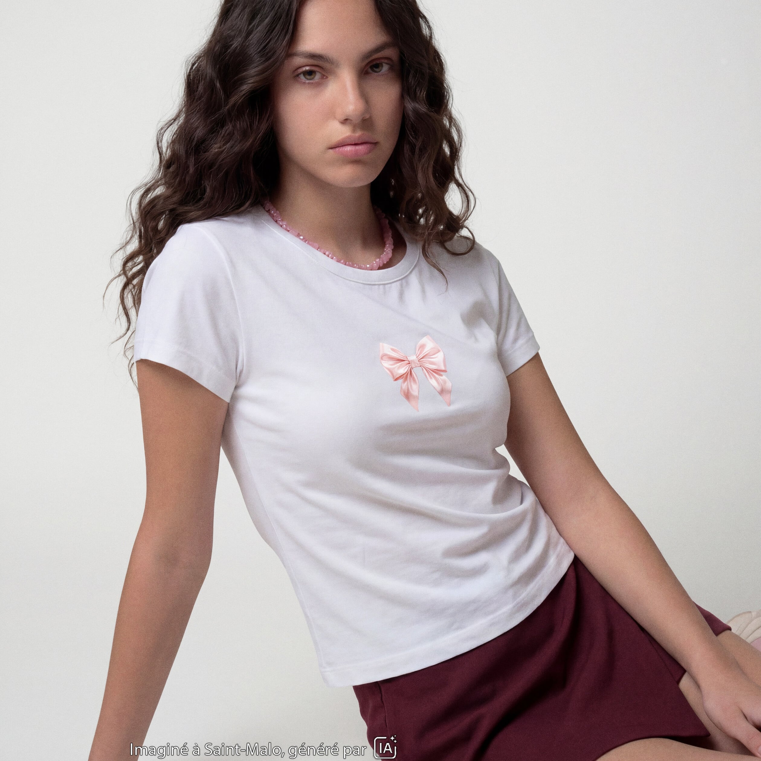 T-shirt ajust&eacute; manches courtes blanc