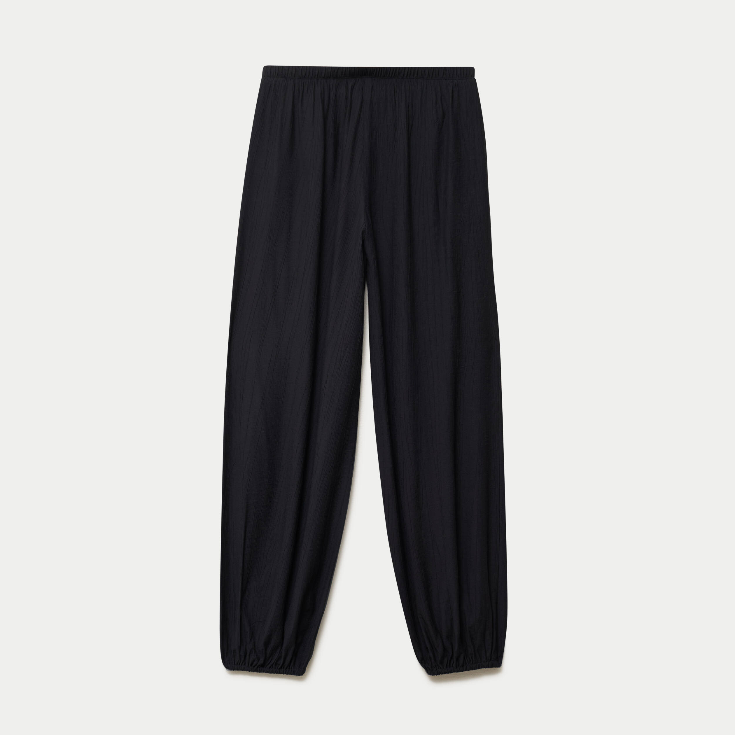 Pantalon large en cr&ecirc;pe taille standard noir ado