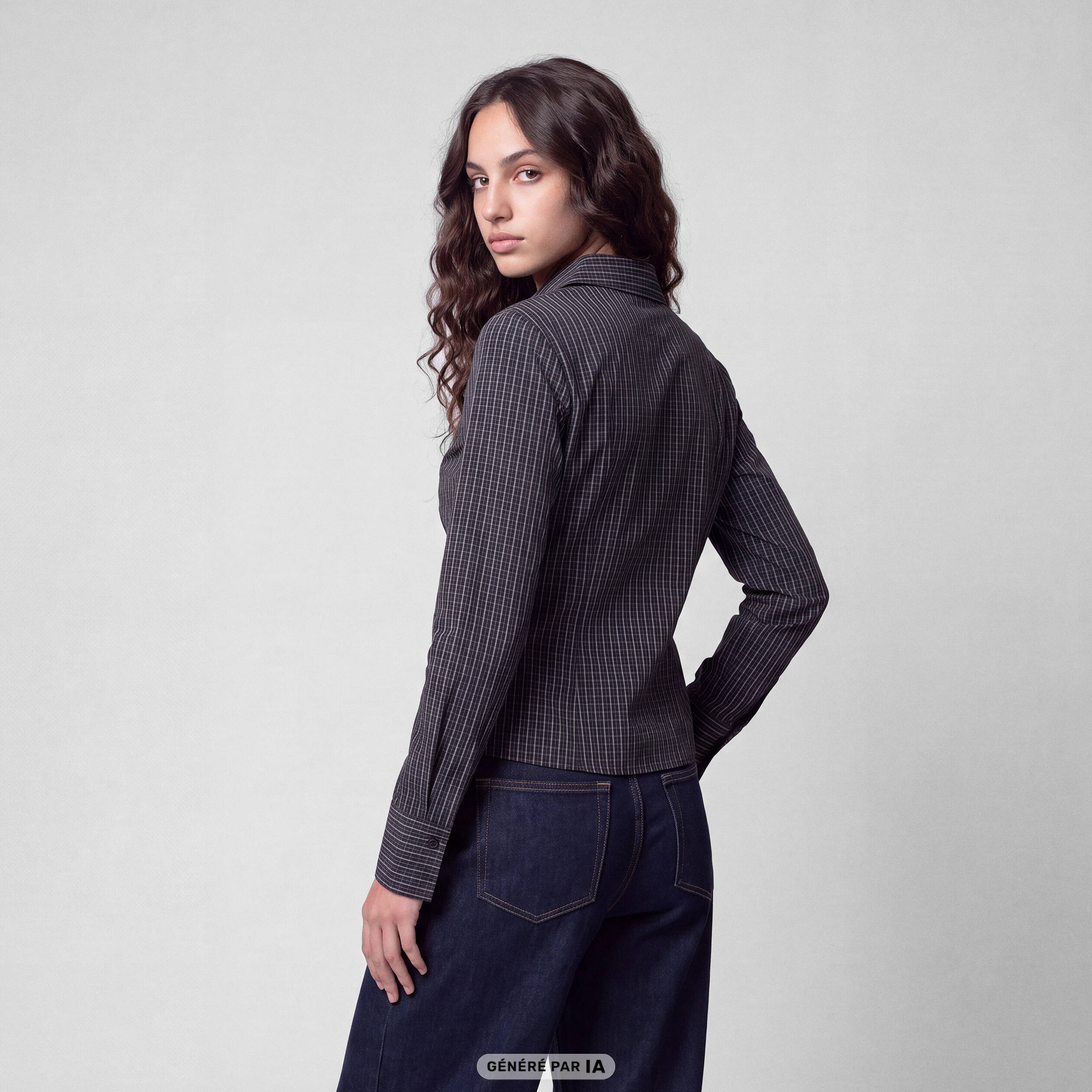 Chemise cintr&eacute;e manches longues noir