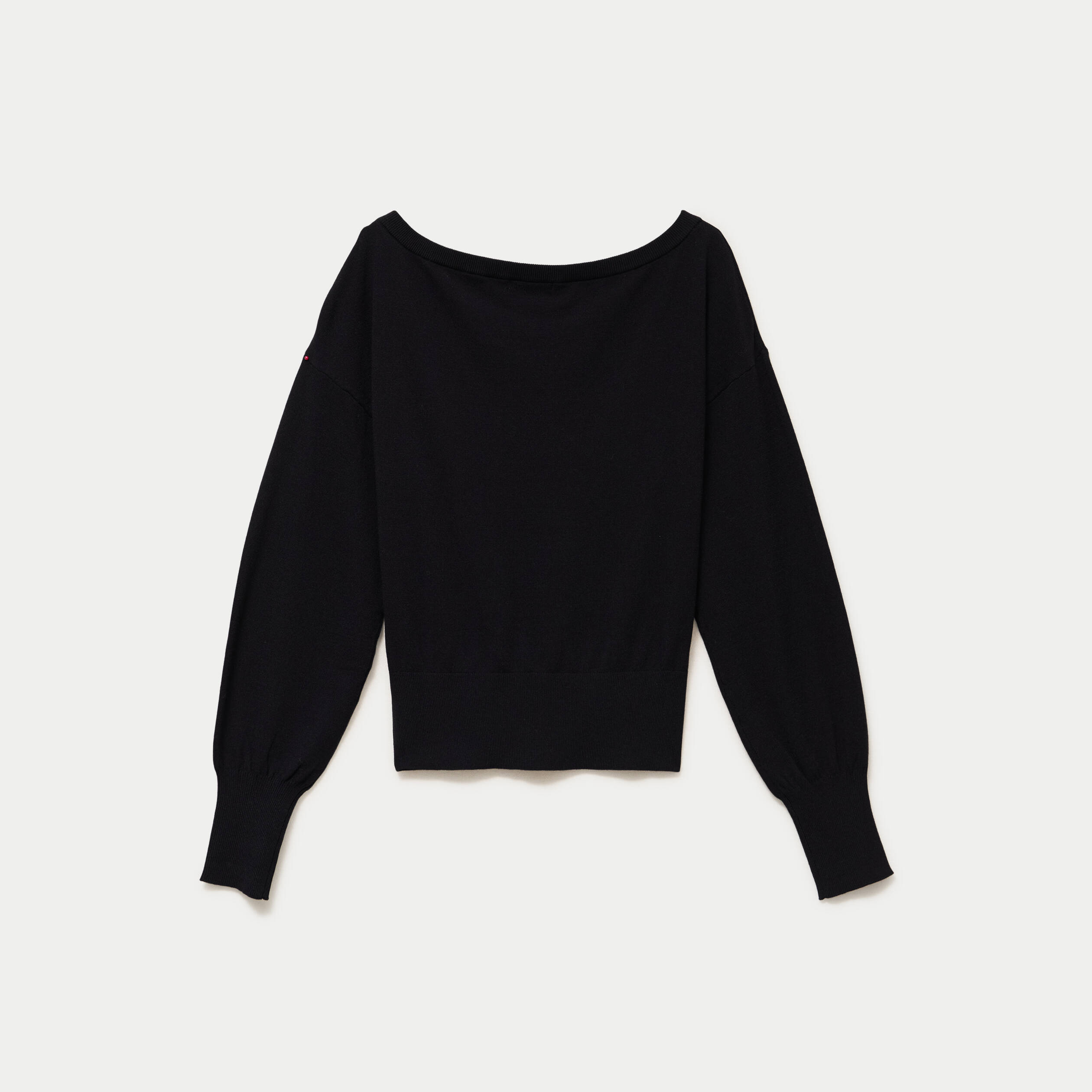 Pull oversize col bardot manches longues noir