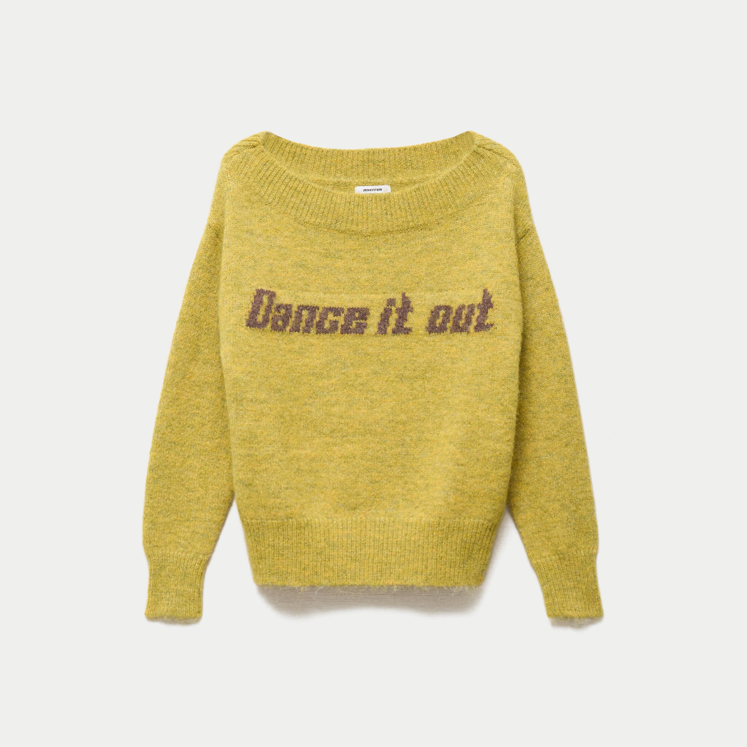 Pull col rond manches longues jaune clair