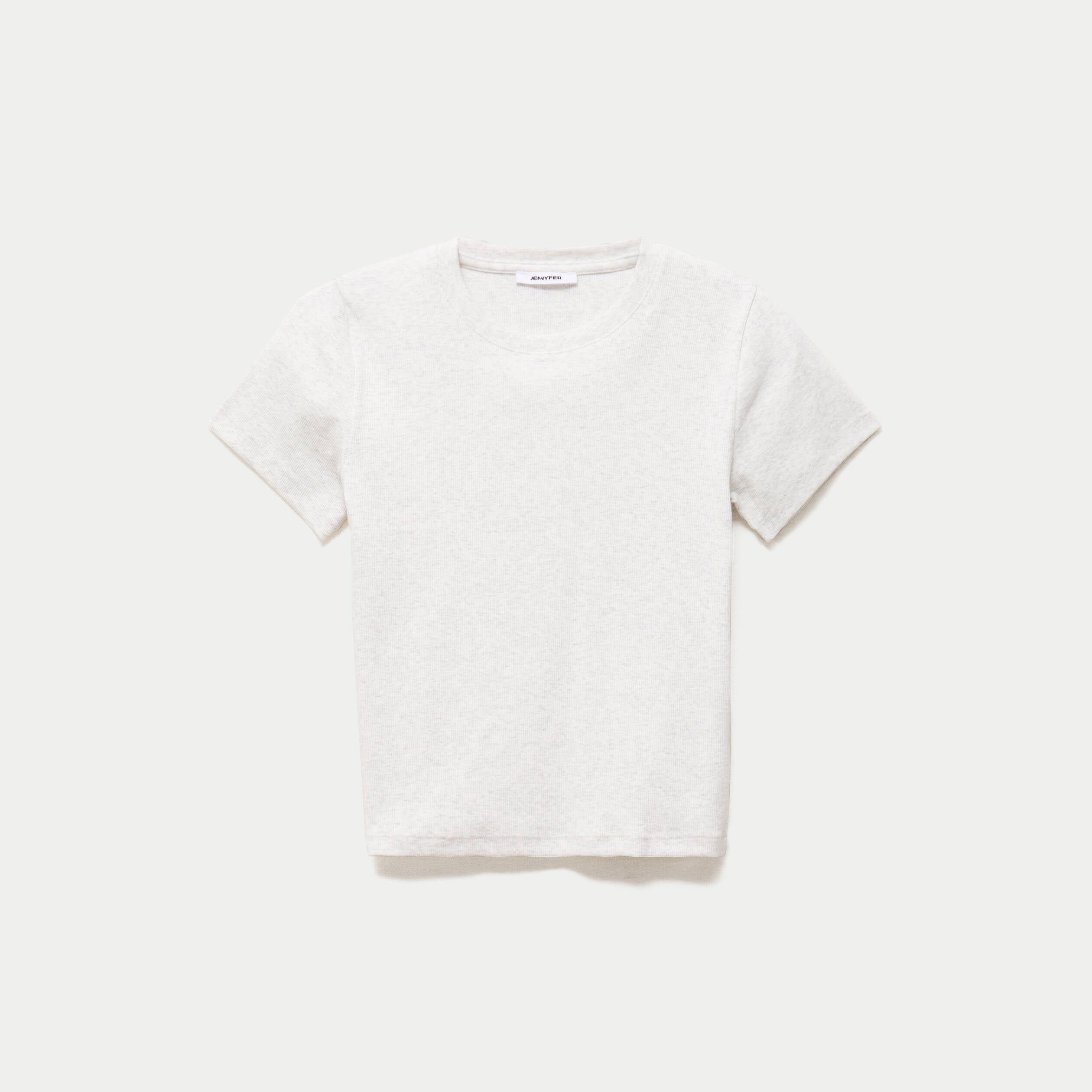 T-shirt ajust&eacute; col rond manches courtes ecru