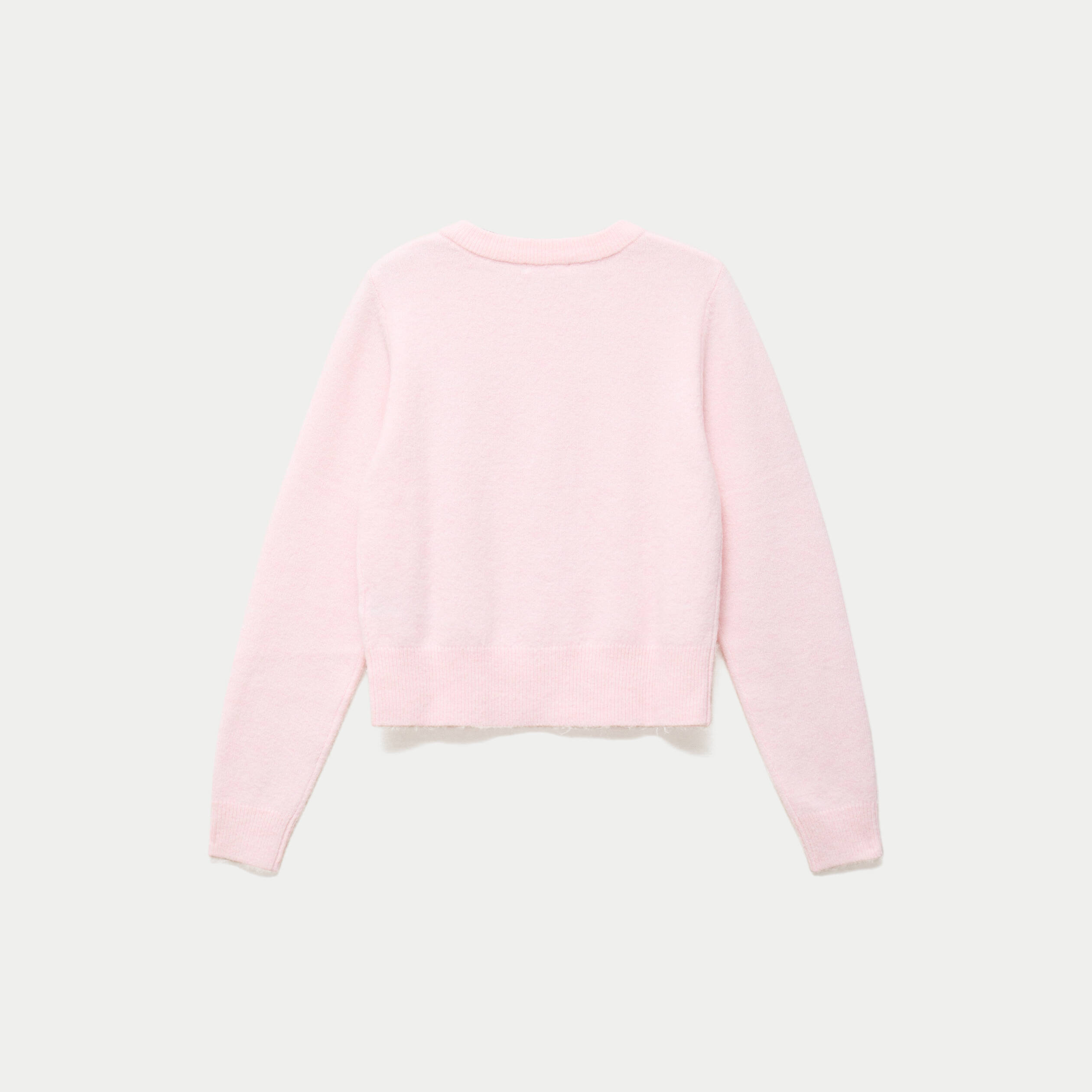 Pull col rond manches longues rose clair