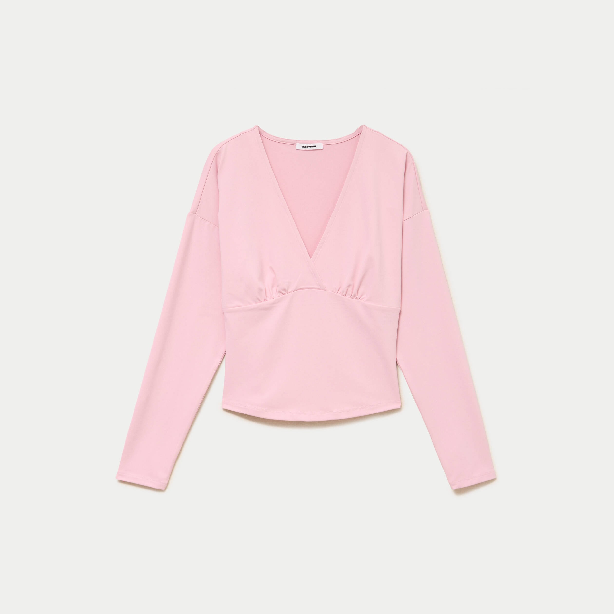 Top ajust&eacute; court manches longues rose