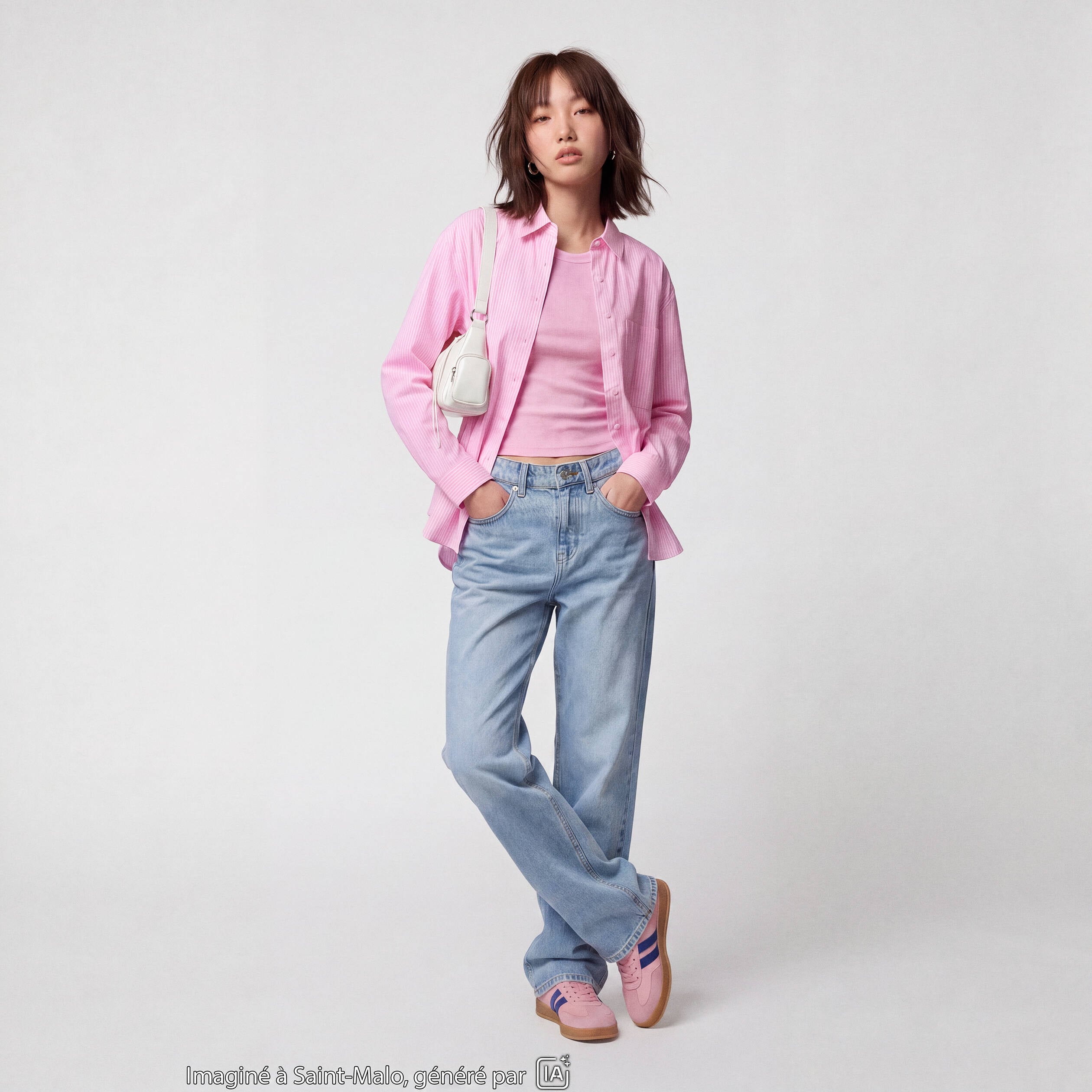 Jean Tom regular taille haute denim bleach