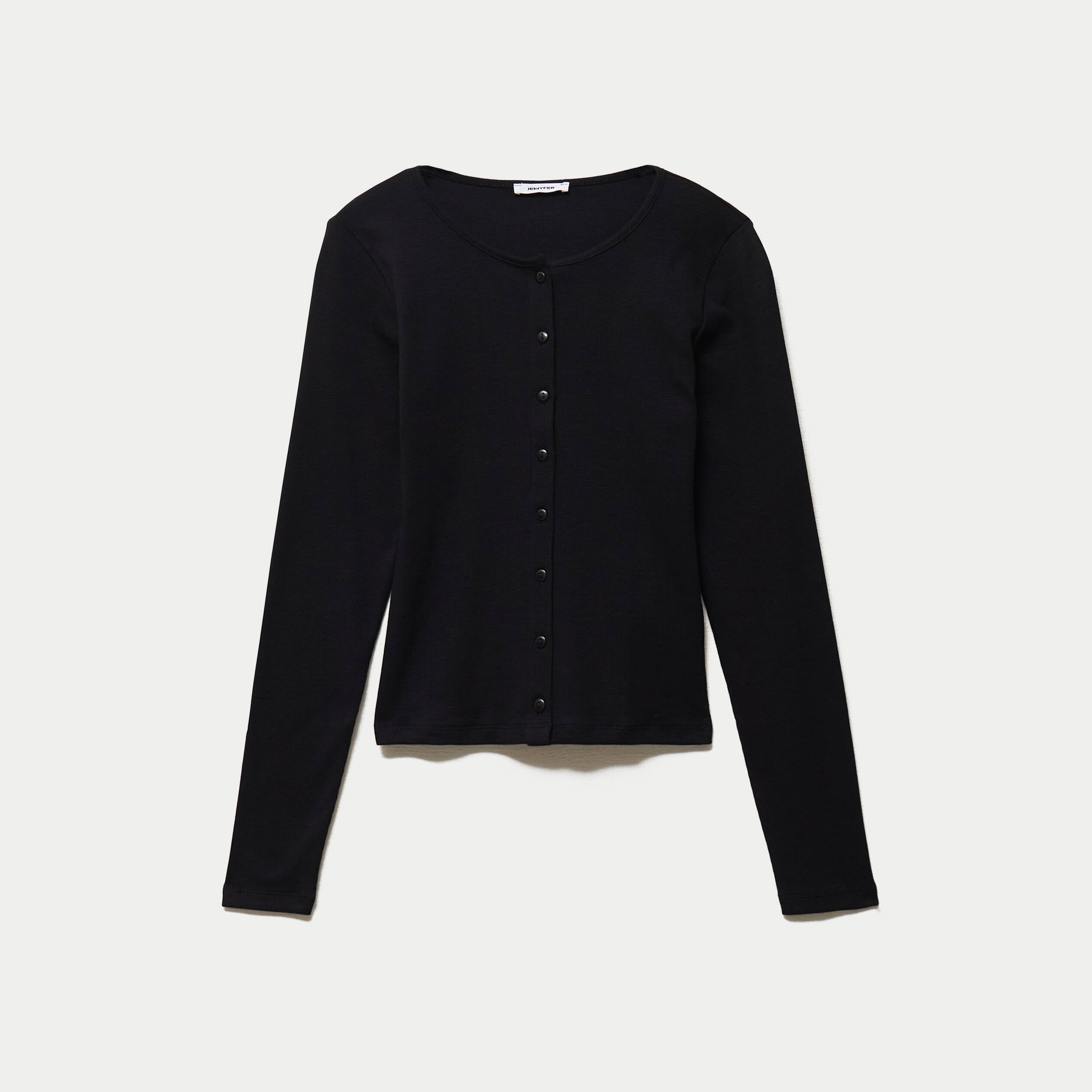 Gilet ajust&eacute; col rond manches longues noir