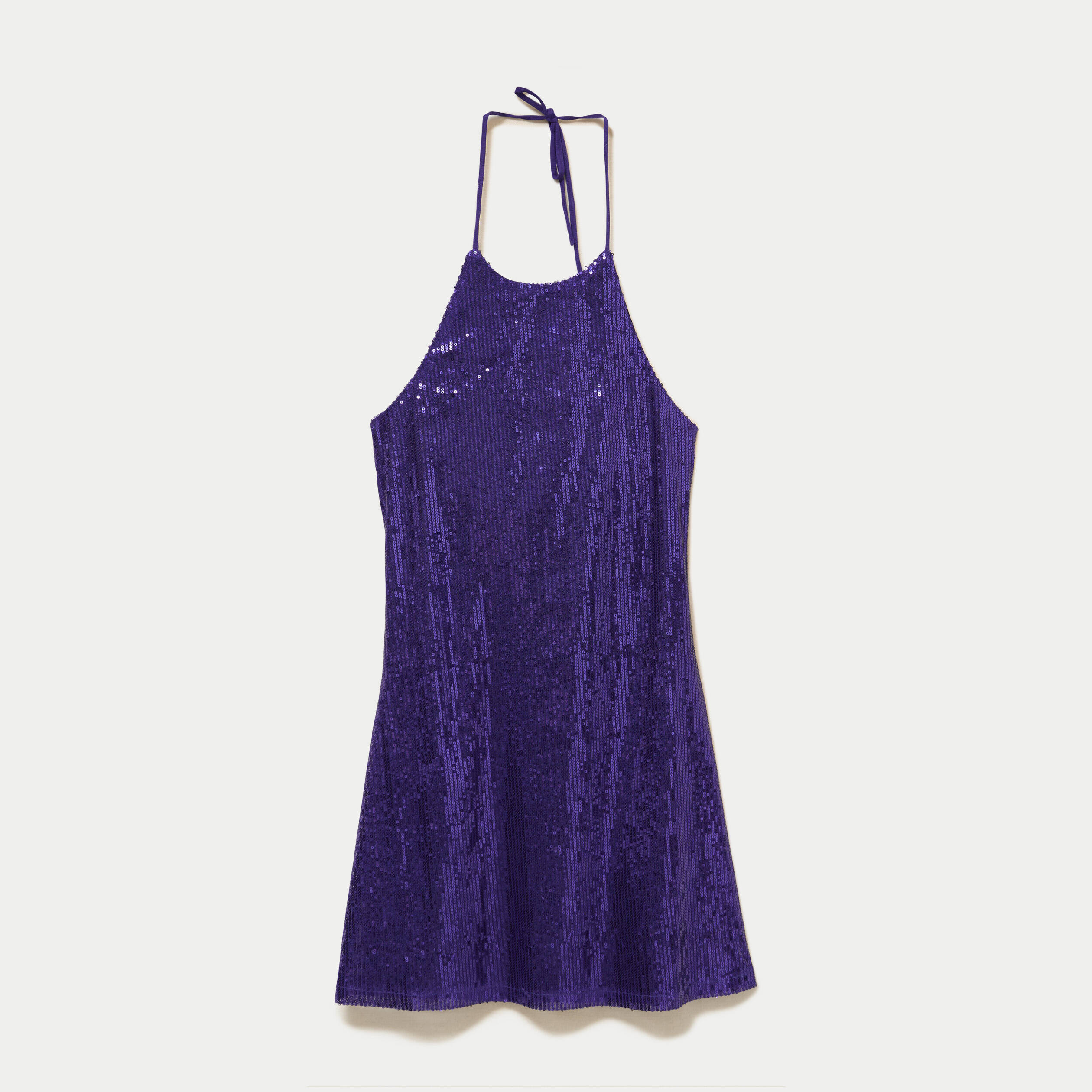 Robe sans manches &agrave; sequins col montant bleu electrique