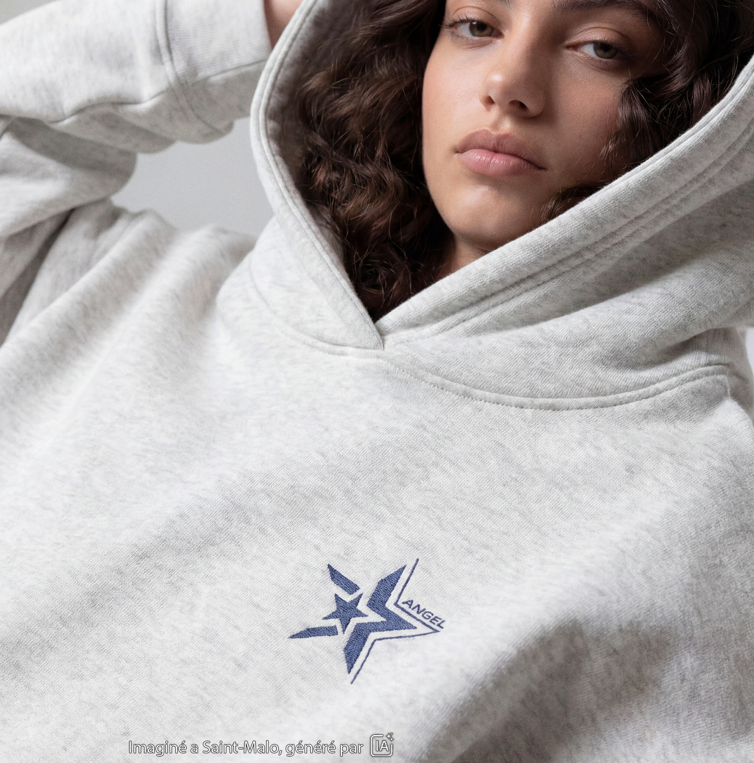 Sweat &agrave; capuche manches longues blanc