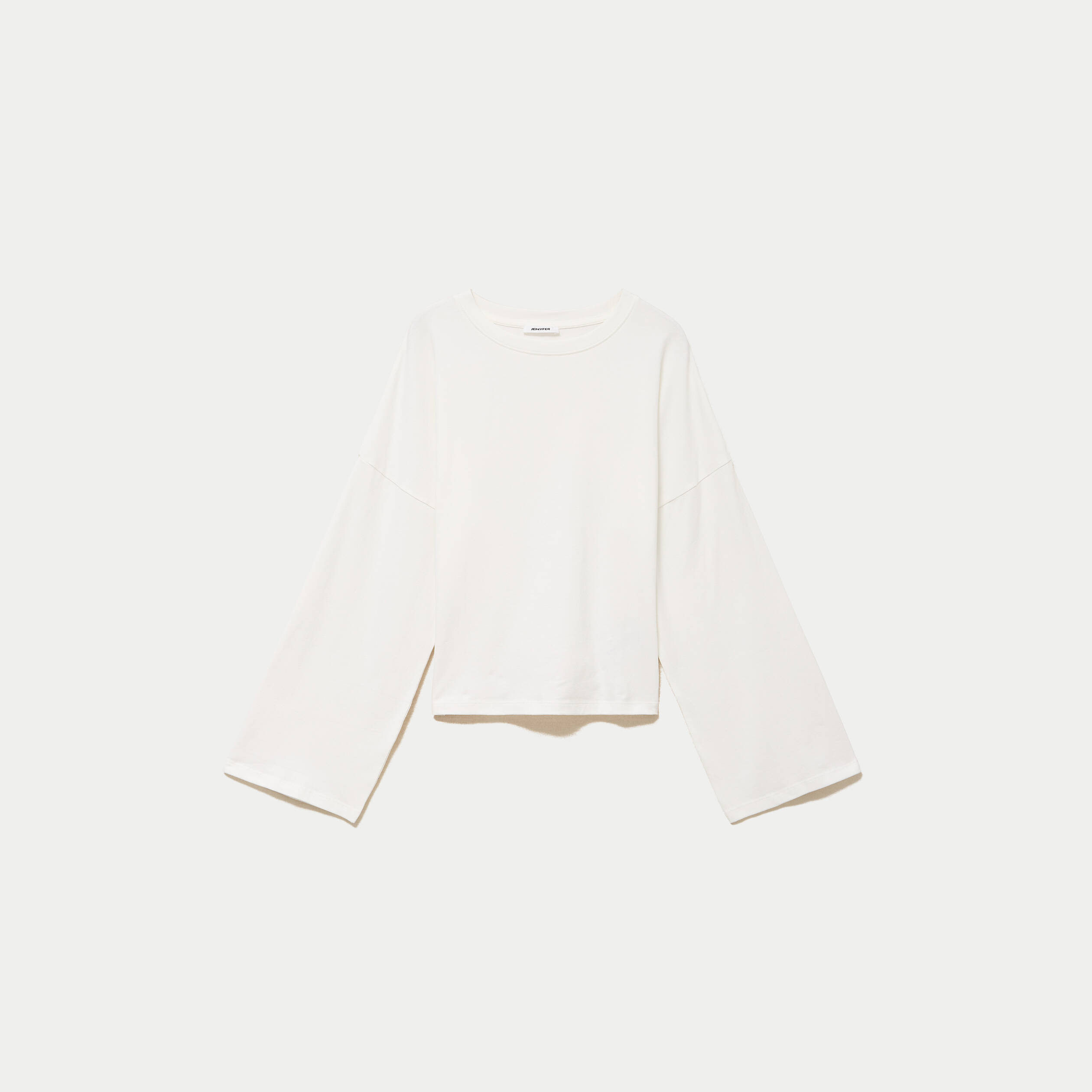 T-shirt cropped bas resserr&eacute; ecru