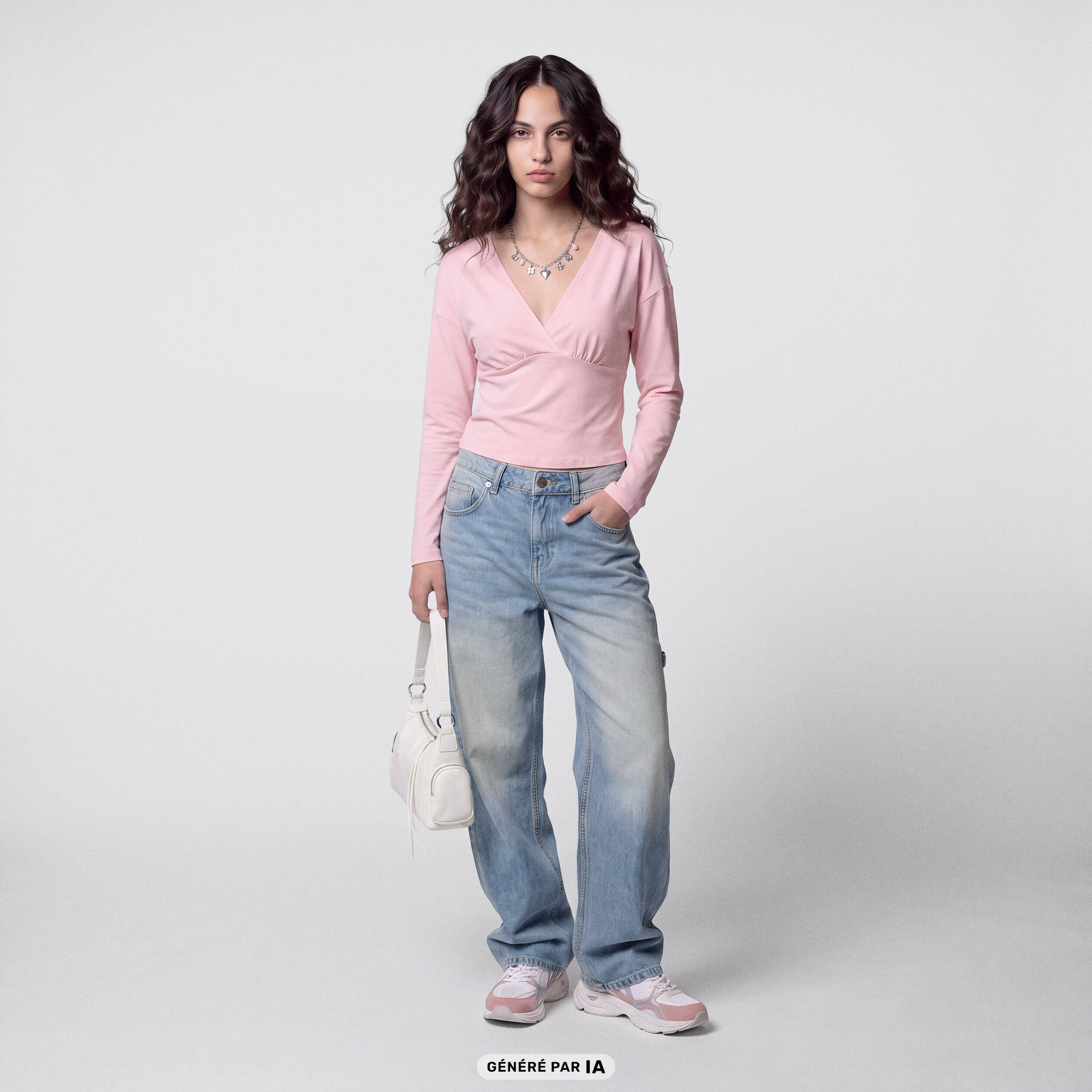 Top ajust&eacute; court manches longues rose