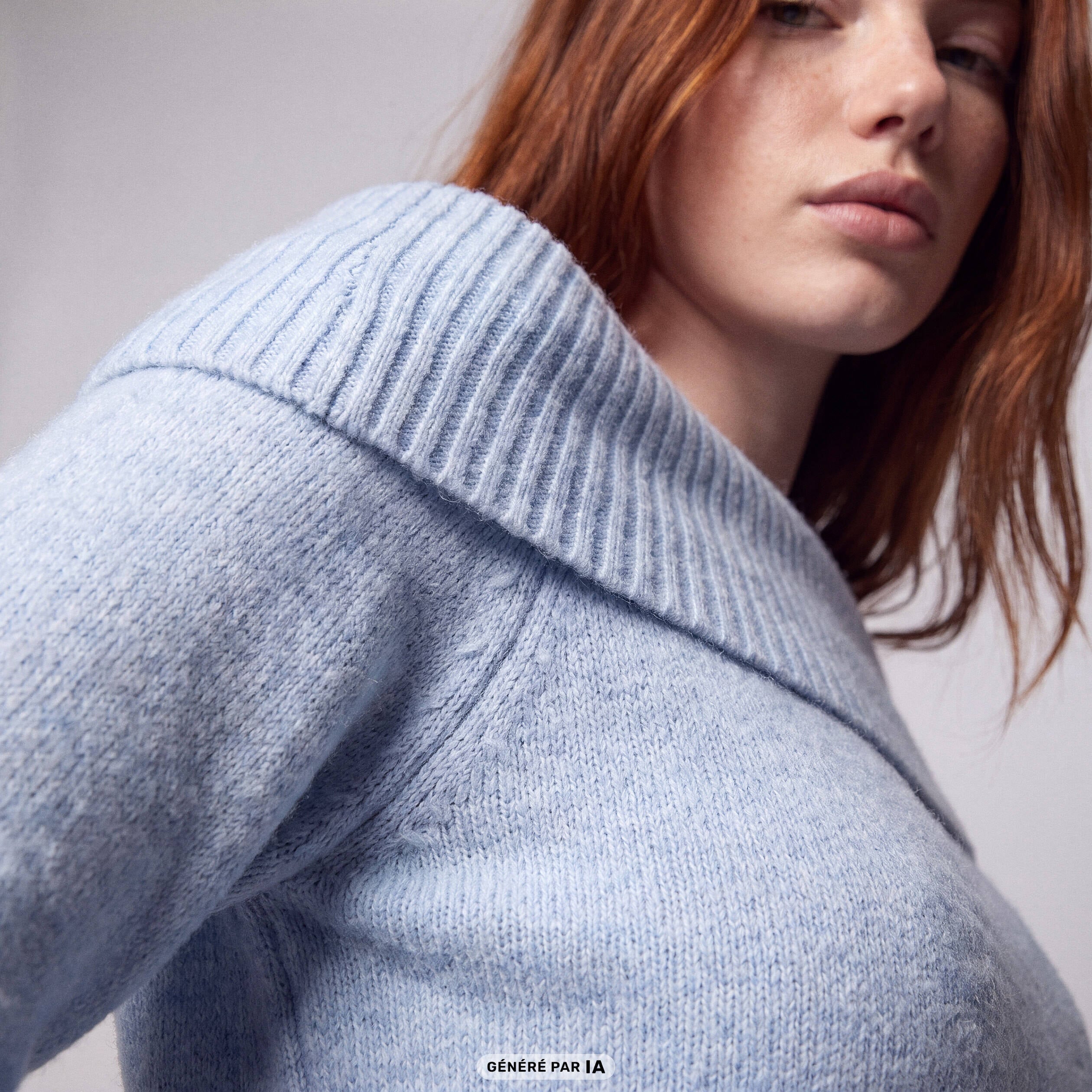 Pull col bardot manches longues bleu ciel