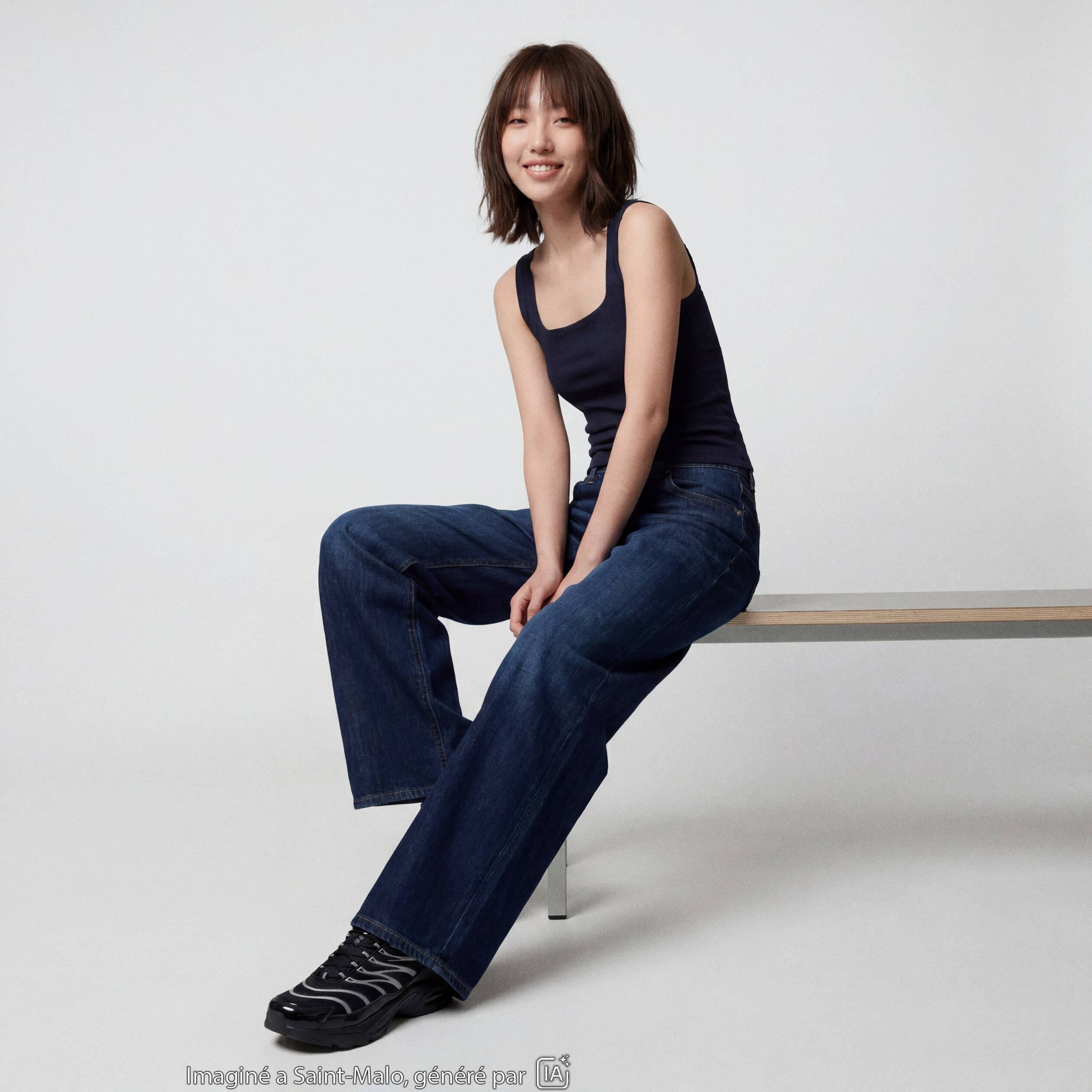 Jean loose taille basse denim brut ado
