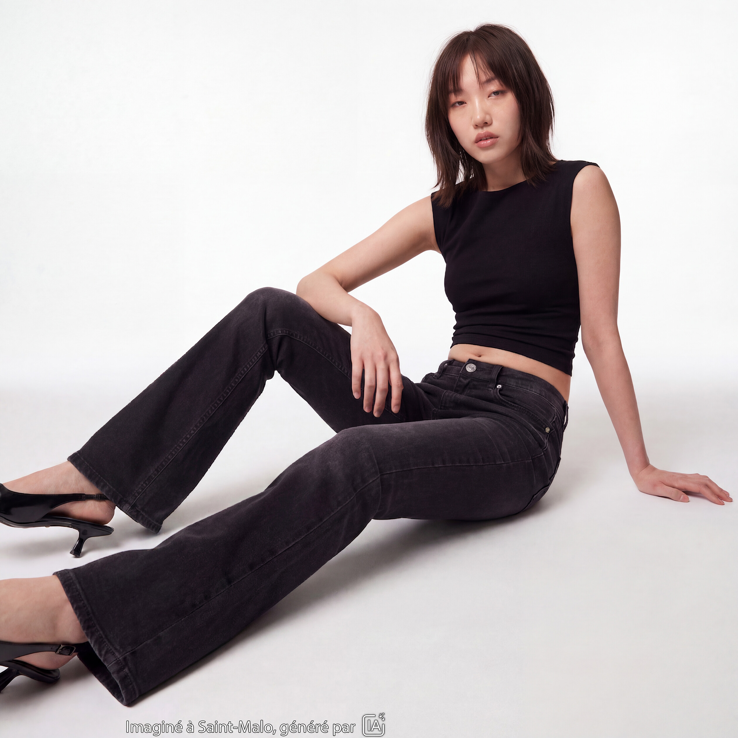 Jean Zoe bootcut taille basse denim noir