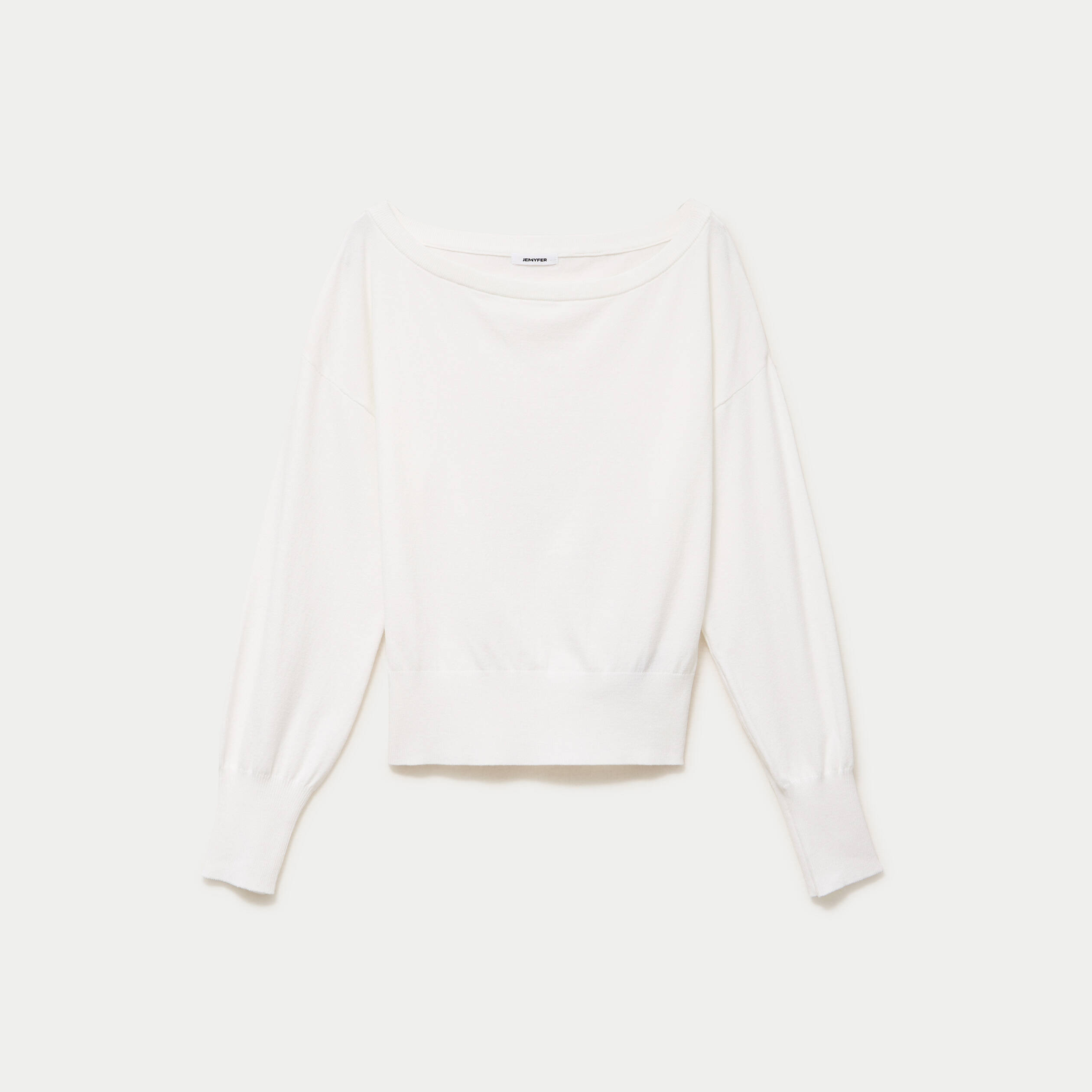 Pull oversize col bardot manches longues blanc