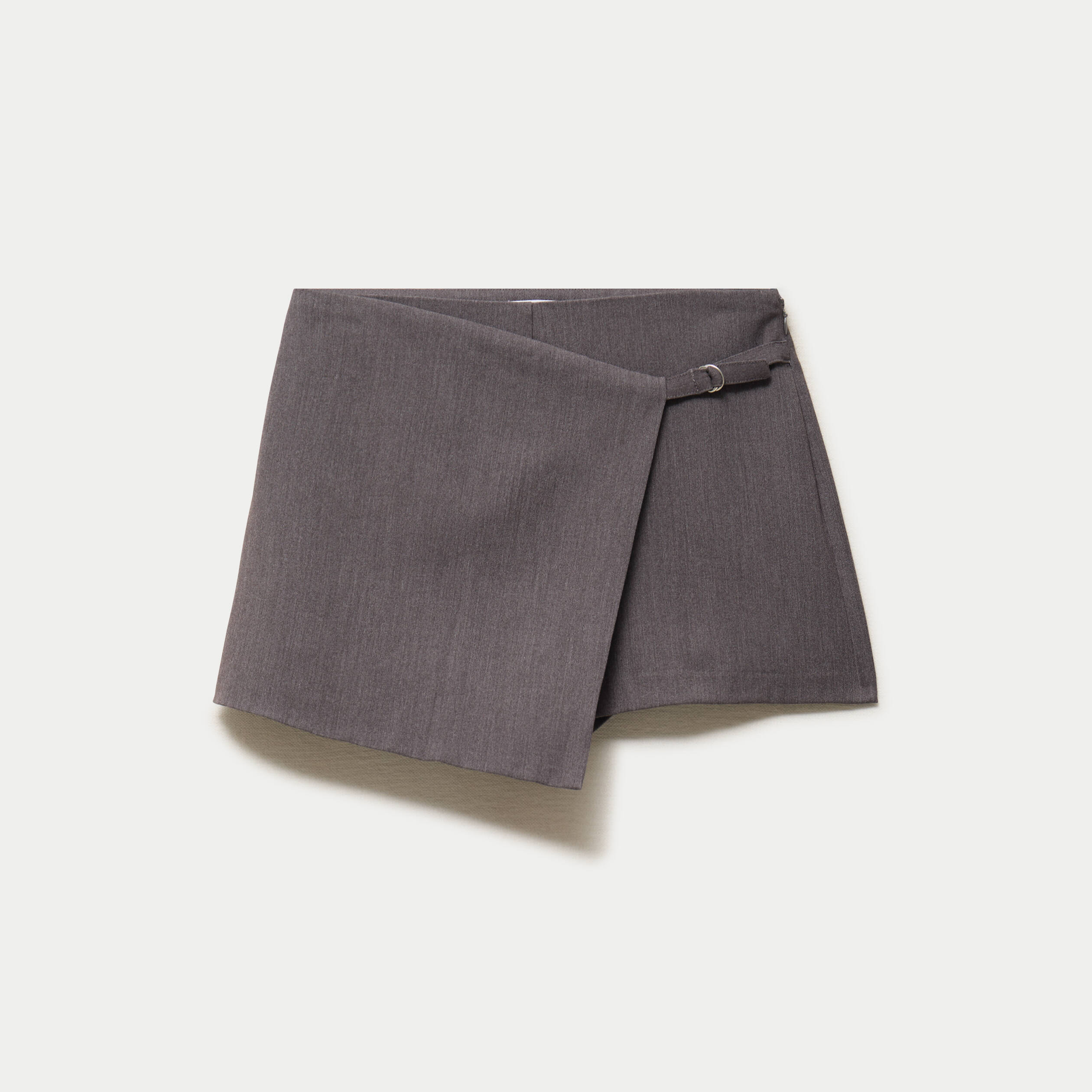 Jupe-short taille haute avec ceinture gris fonc&eacute;