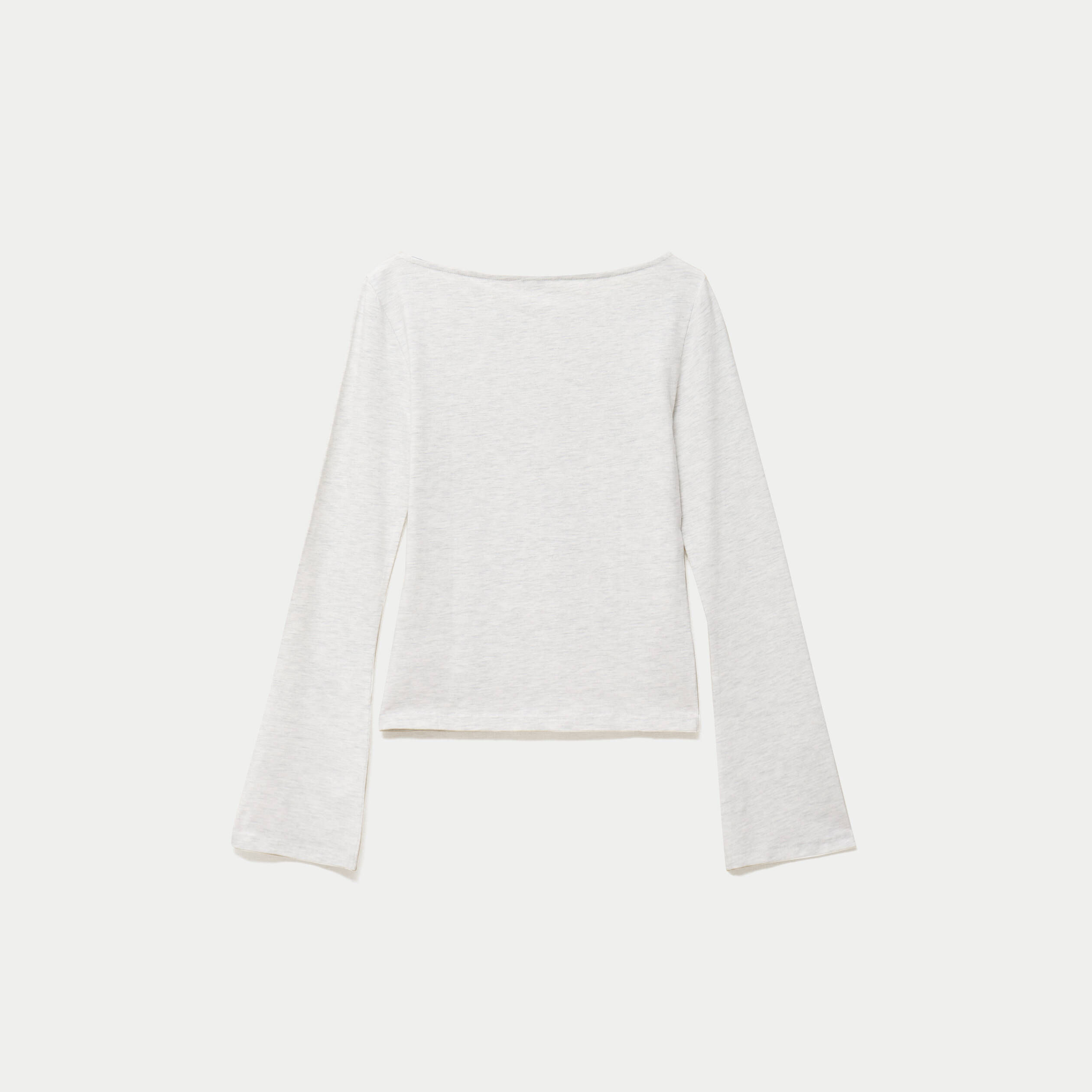 T-shirt cintr&eacute; col rond manches longues blanc