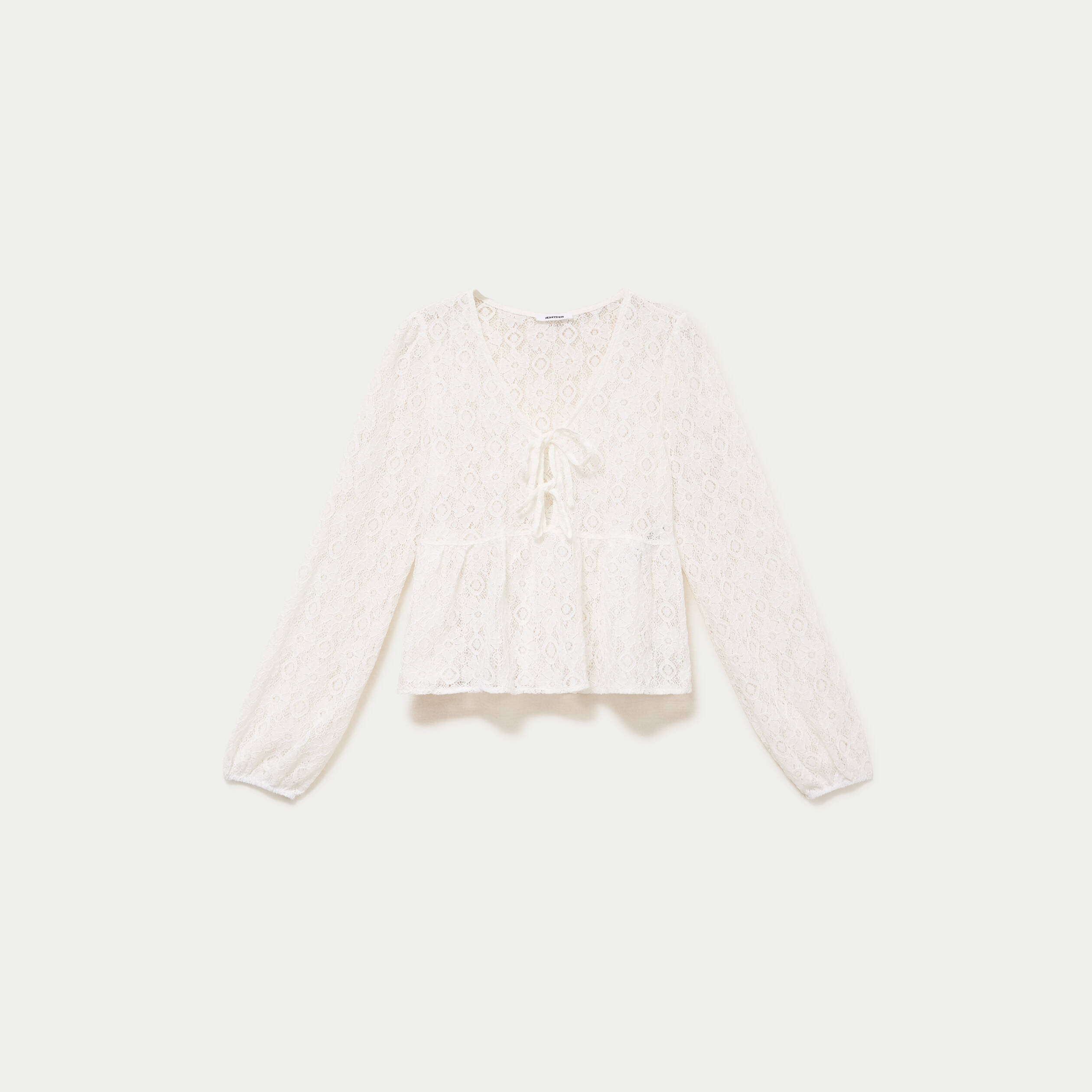 Chemise cintr&eacute;e dentelle col rond ecru ado