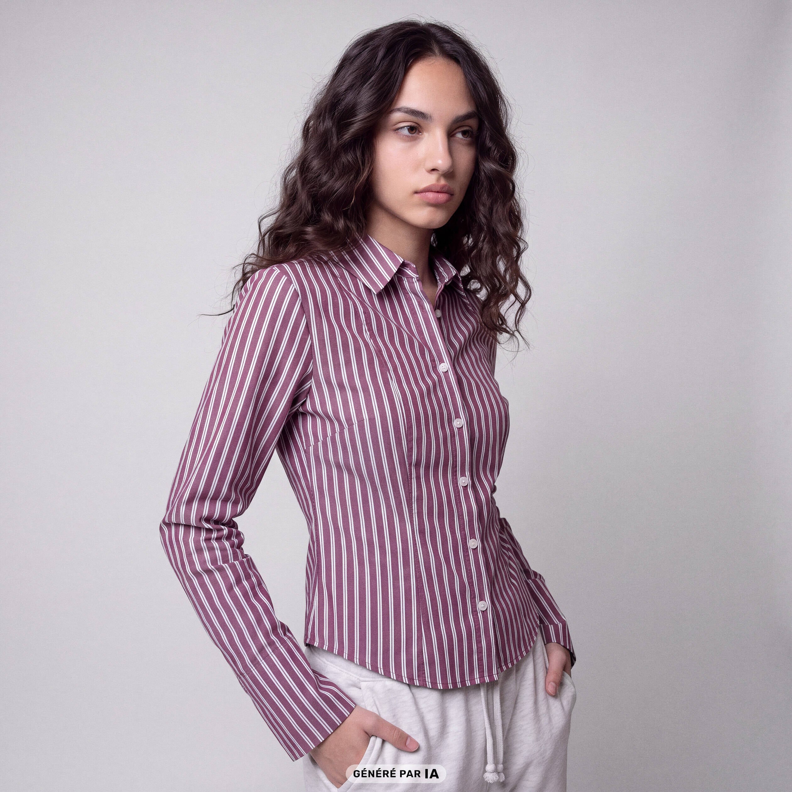Chemise ajust&eacute;e manches longues bordeaux