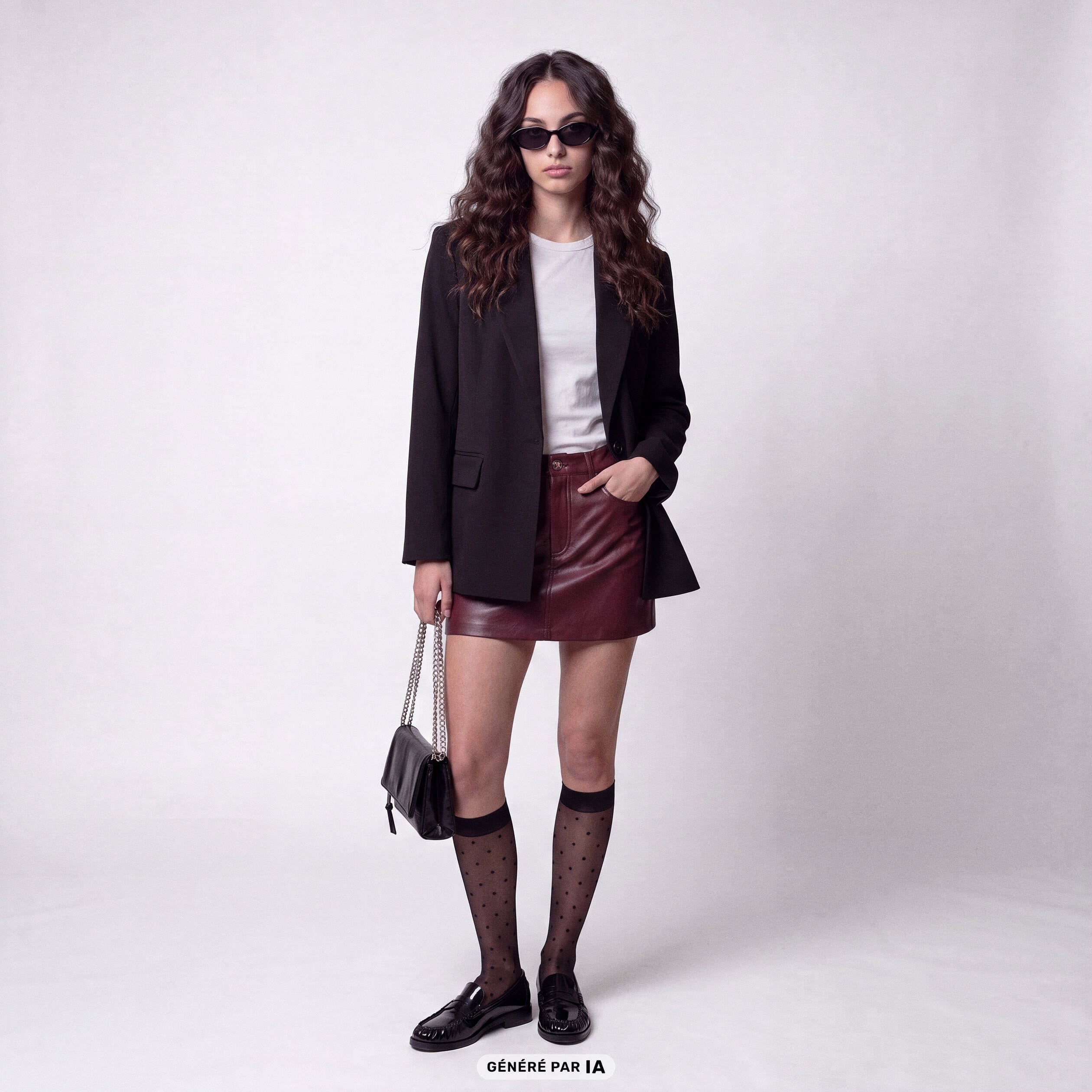 Veste col tailleur manches longues noir