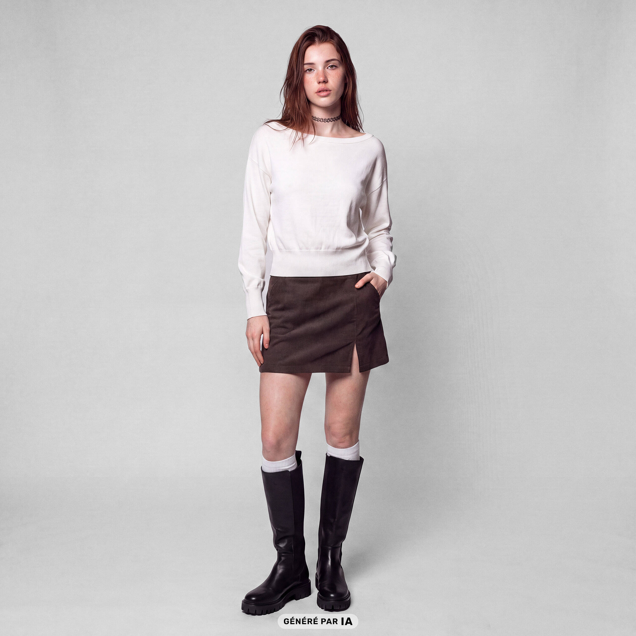 Pull oversize col bardot manches longues blanc